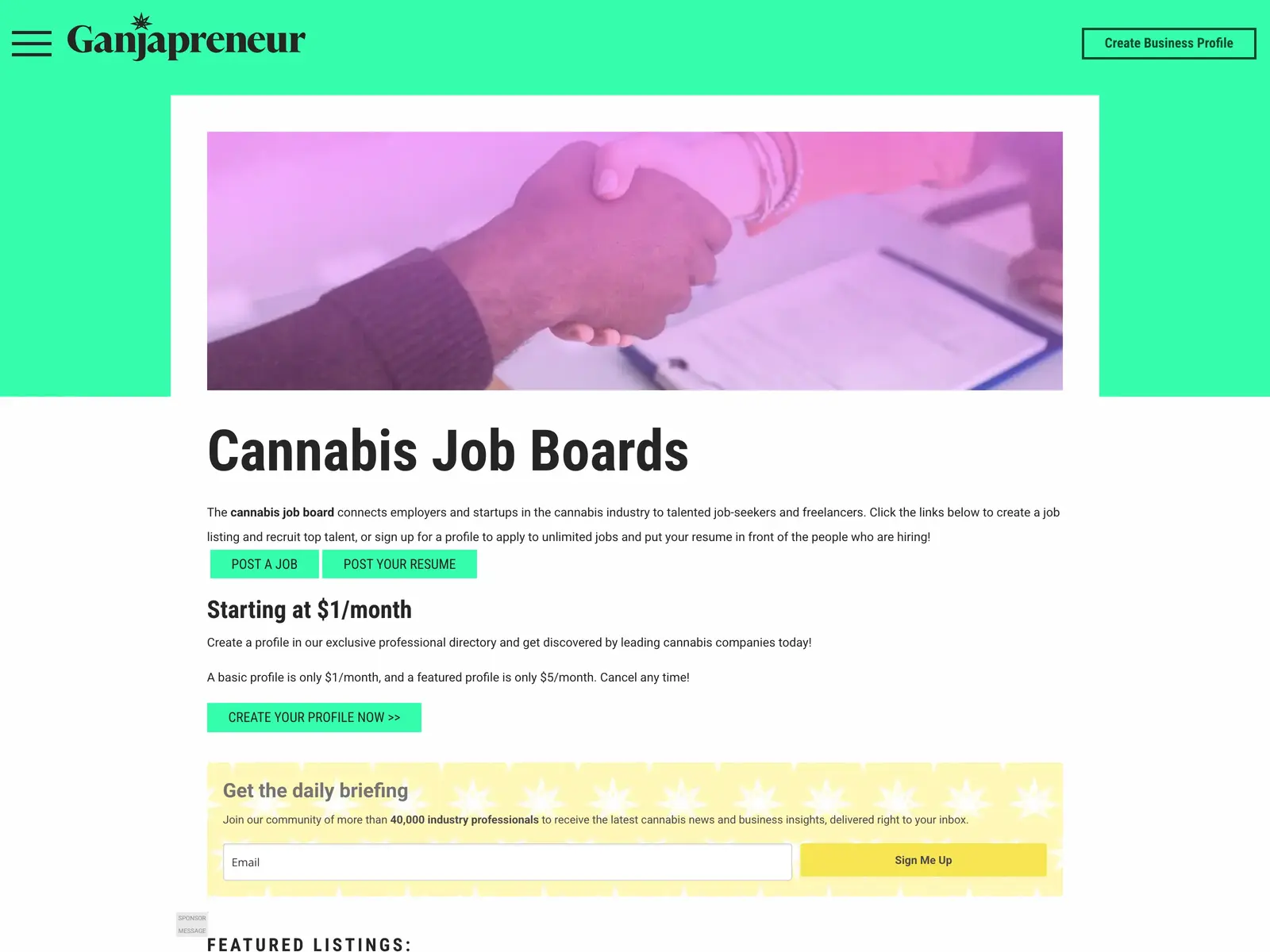 Screenshot of Cannabis Job Boards & Career Opportunities