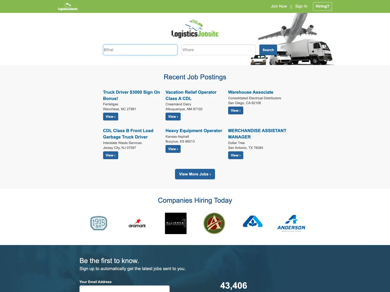 Screenshot of LogisticsJobSite