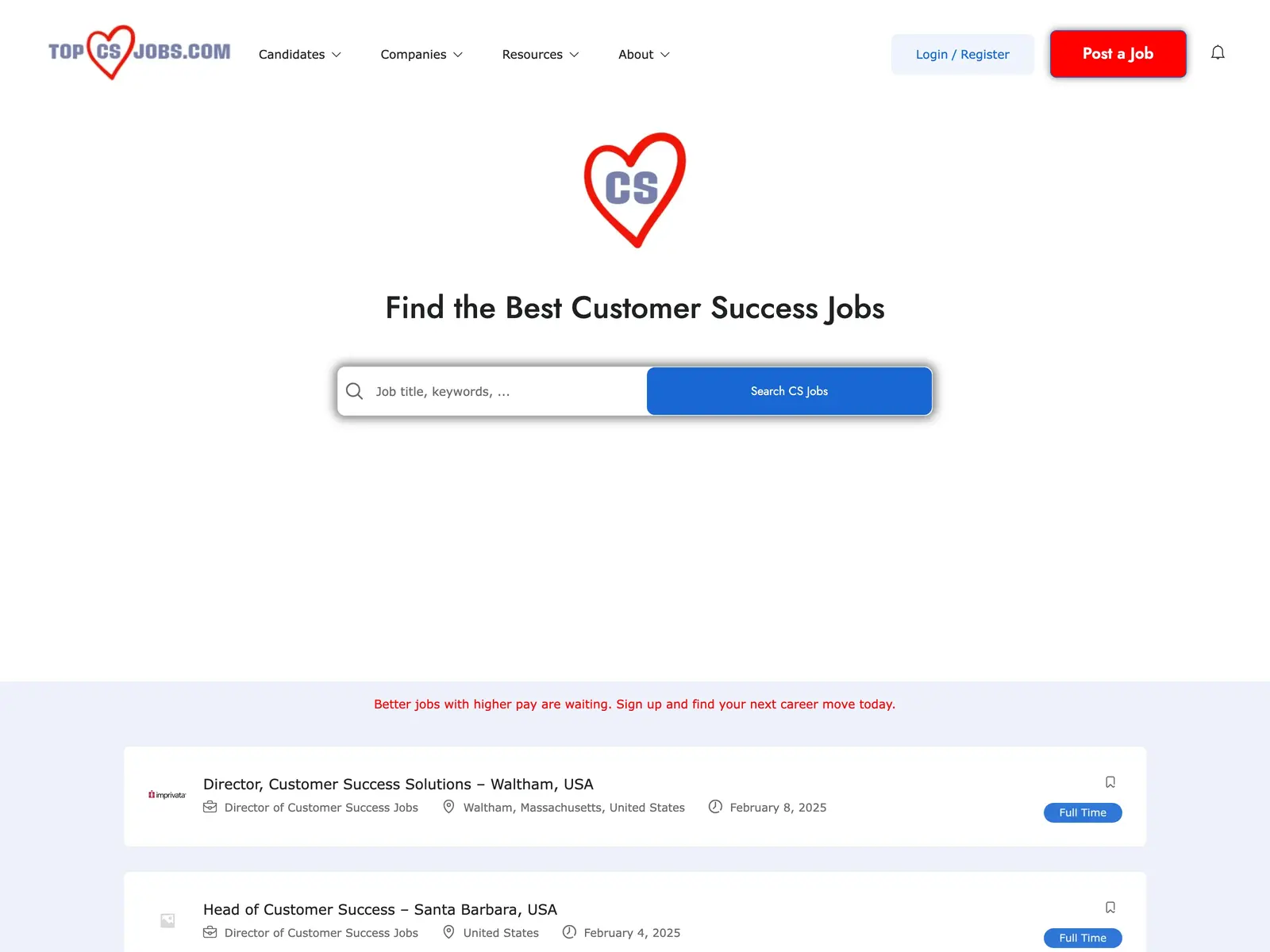 Screenshot of Top Customer Success Jobs