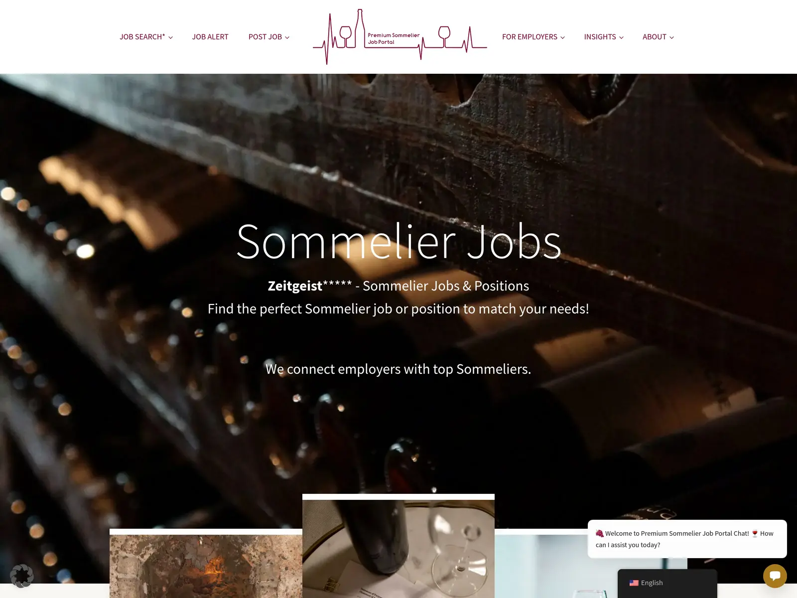 Screenshot of Premium Sommelier Job Portal