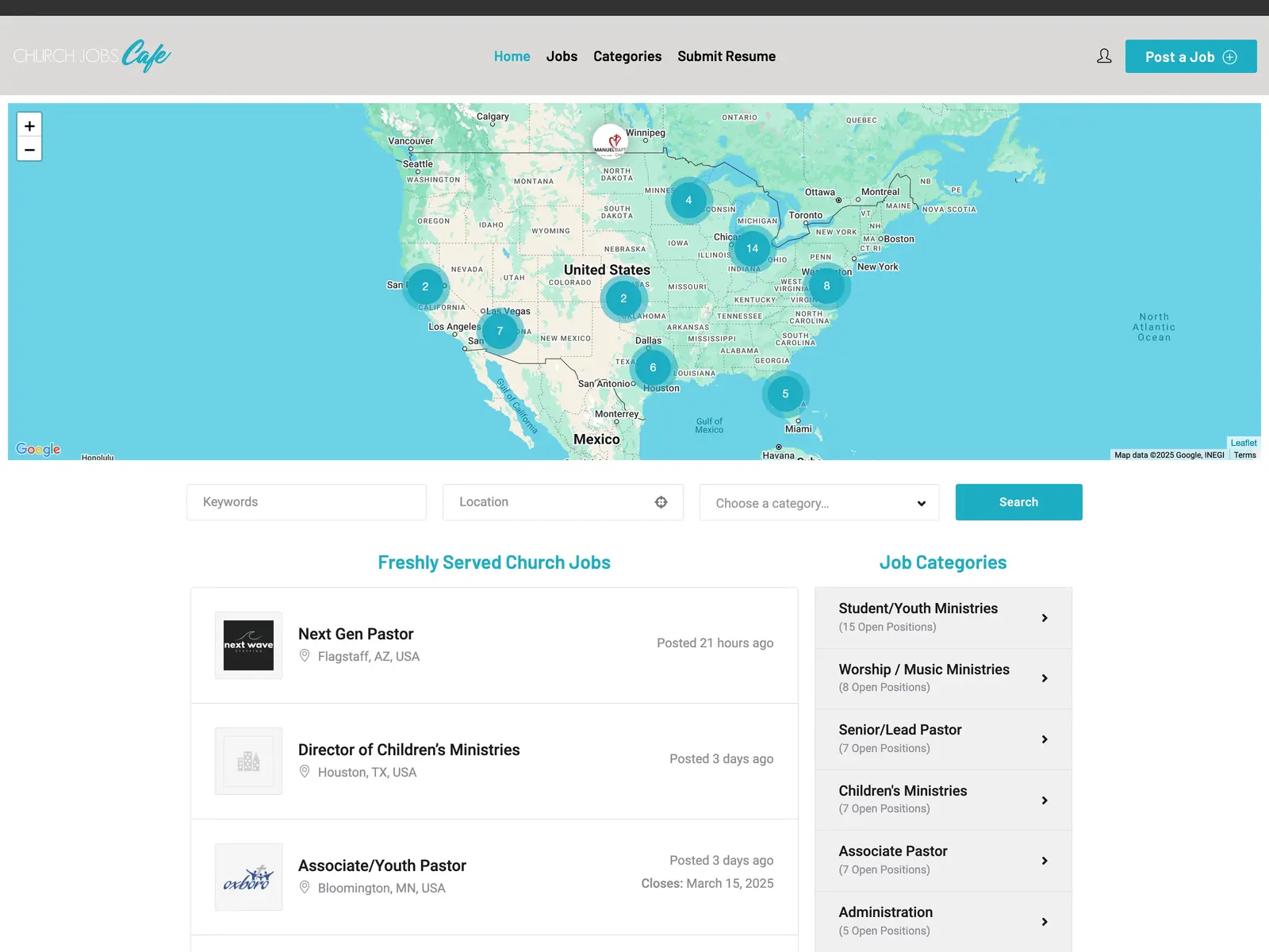 Screenshot of Church Jobs Cafe