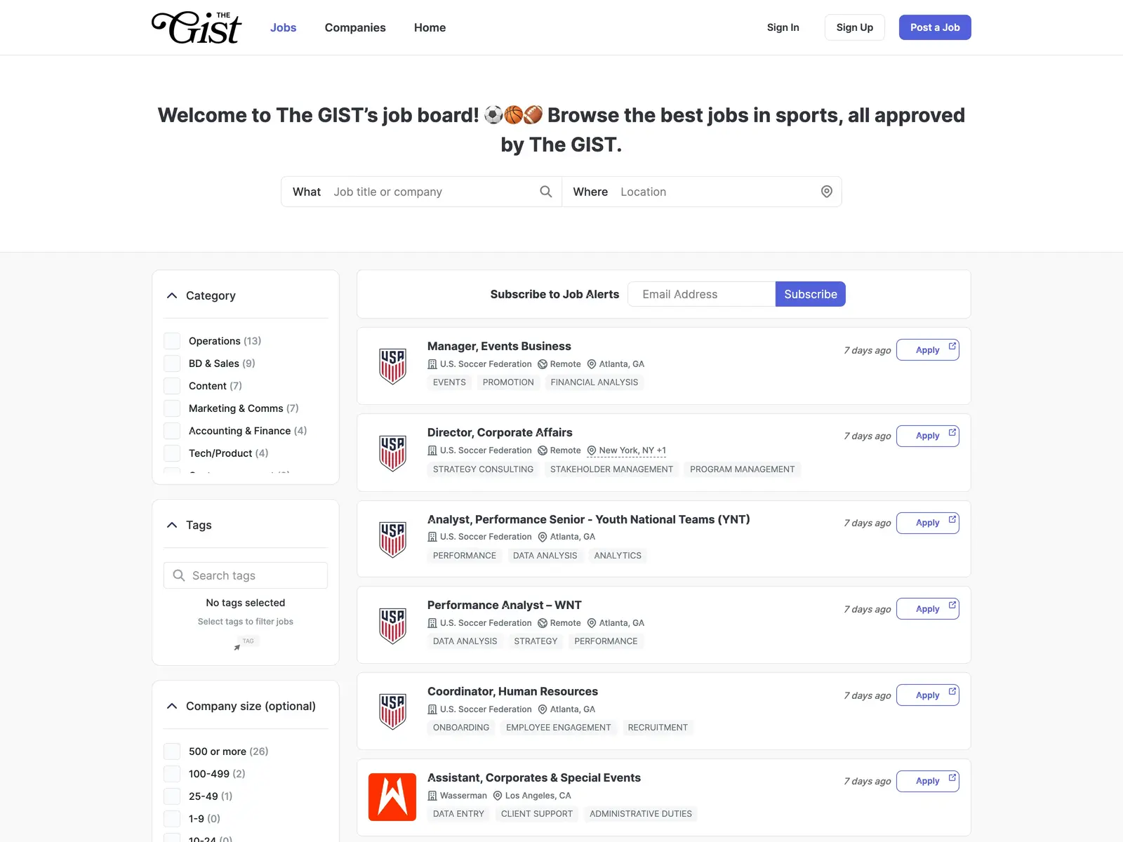 Screenshot of The GIST Job Board