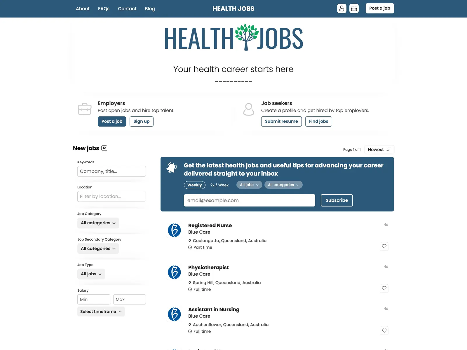 Screenshot of HEALTH JOBS