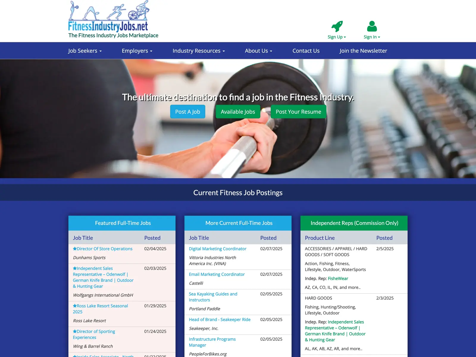 Screenshot of Fitness Industry Jobs