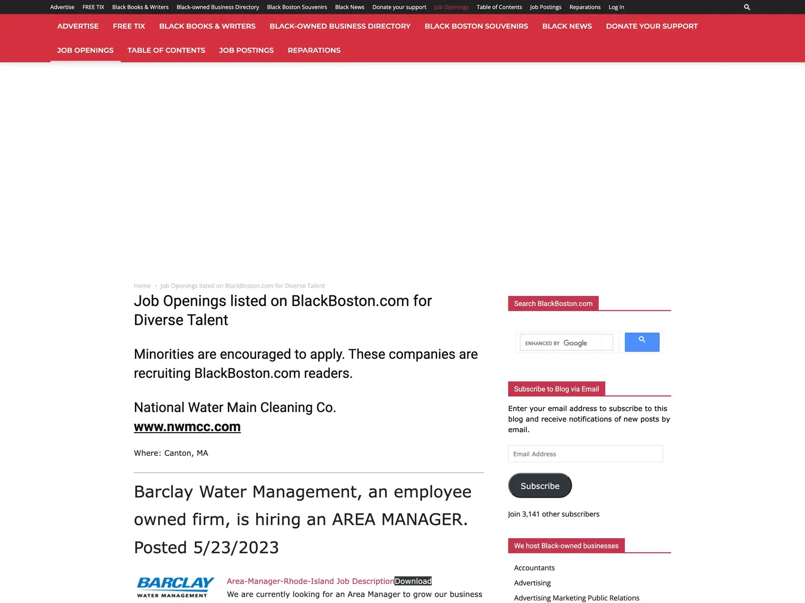 Screenshot of Black Boston Jobs