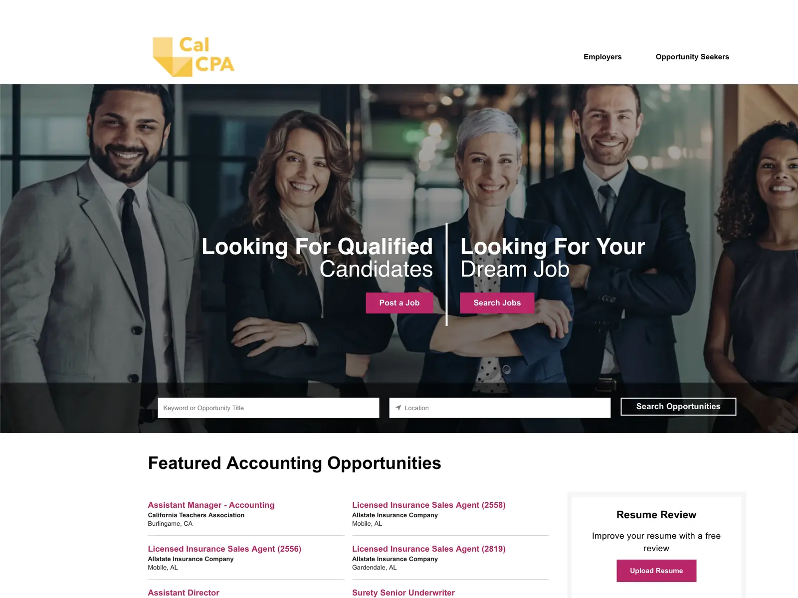 Screenshot of CalCPA Job Board