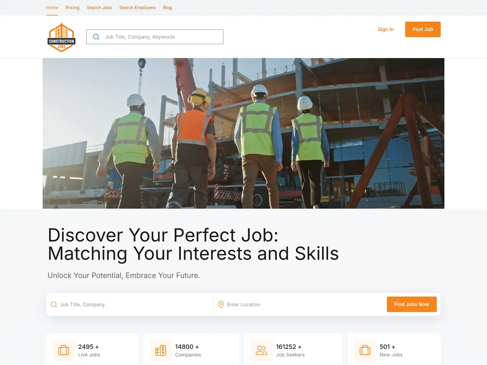 Screenshot of ConstructionJobs