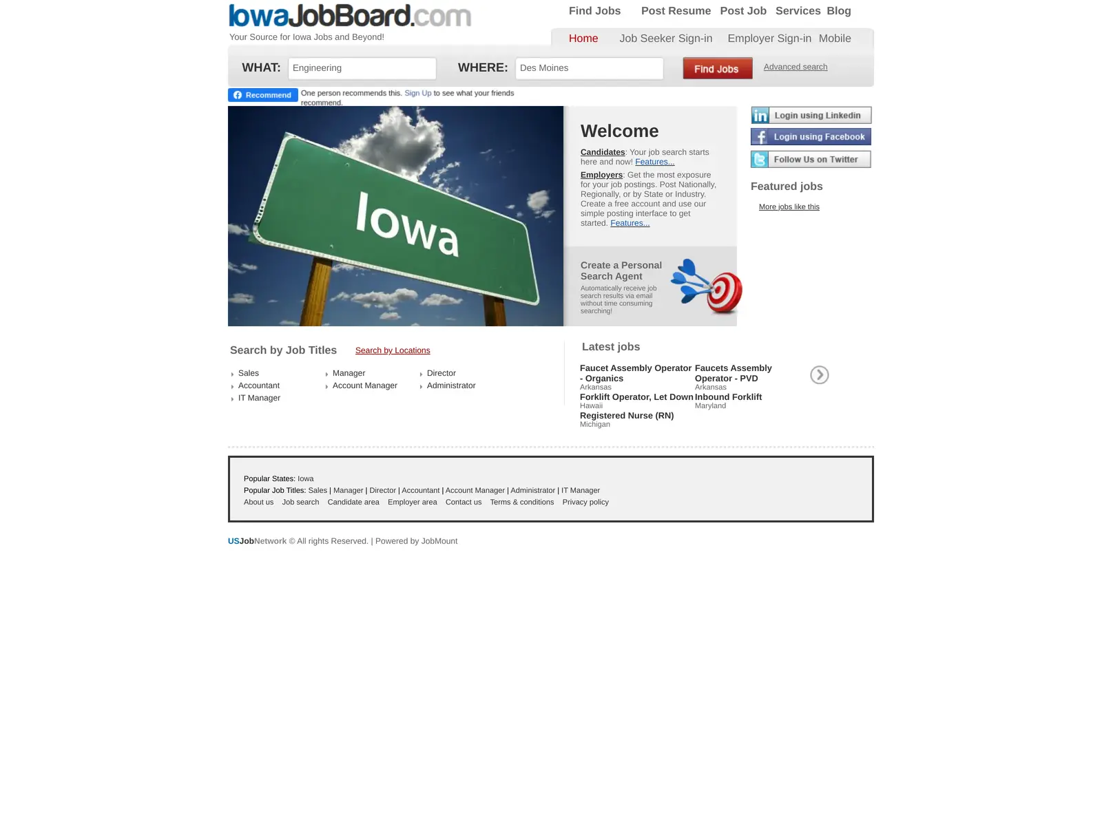 Screenshot of IowaJobBoard.com