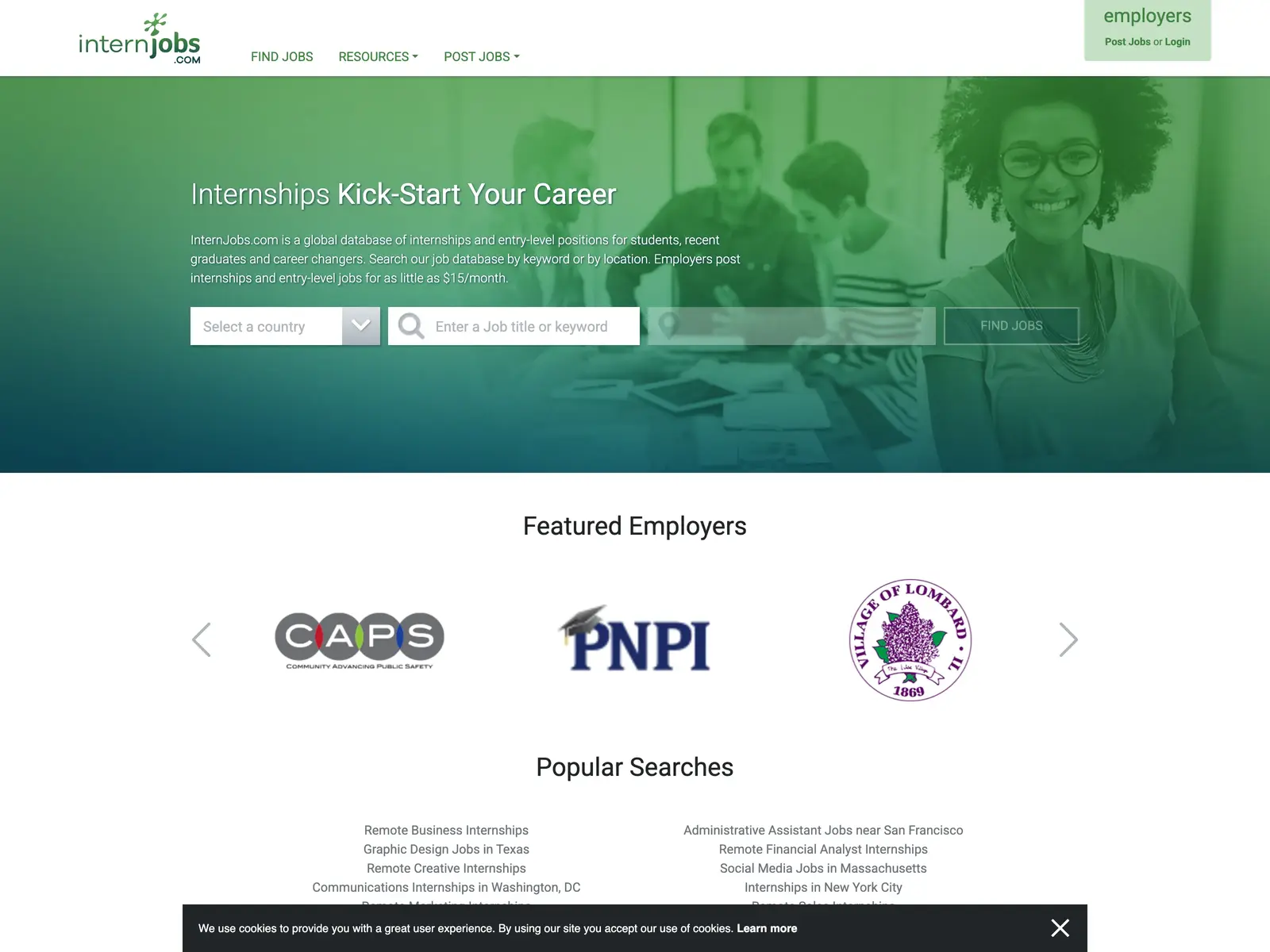 Screenshot of InternJobs.com