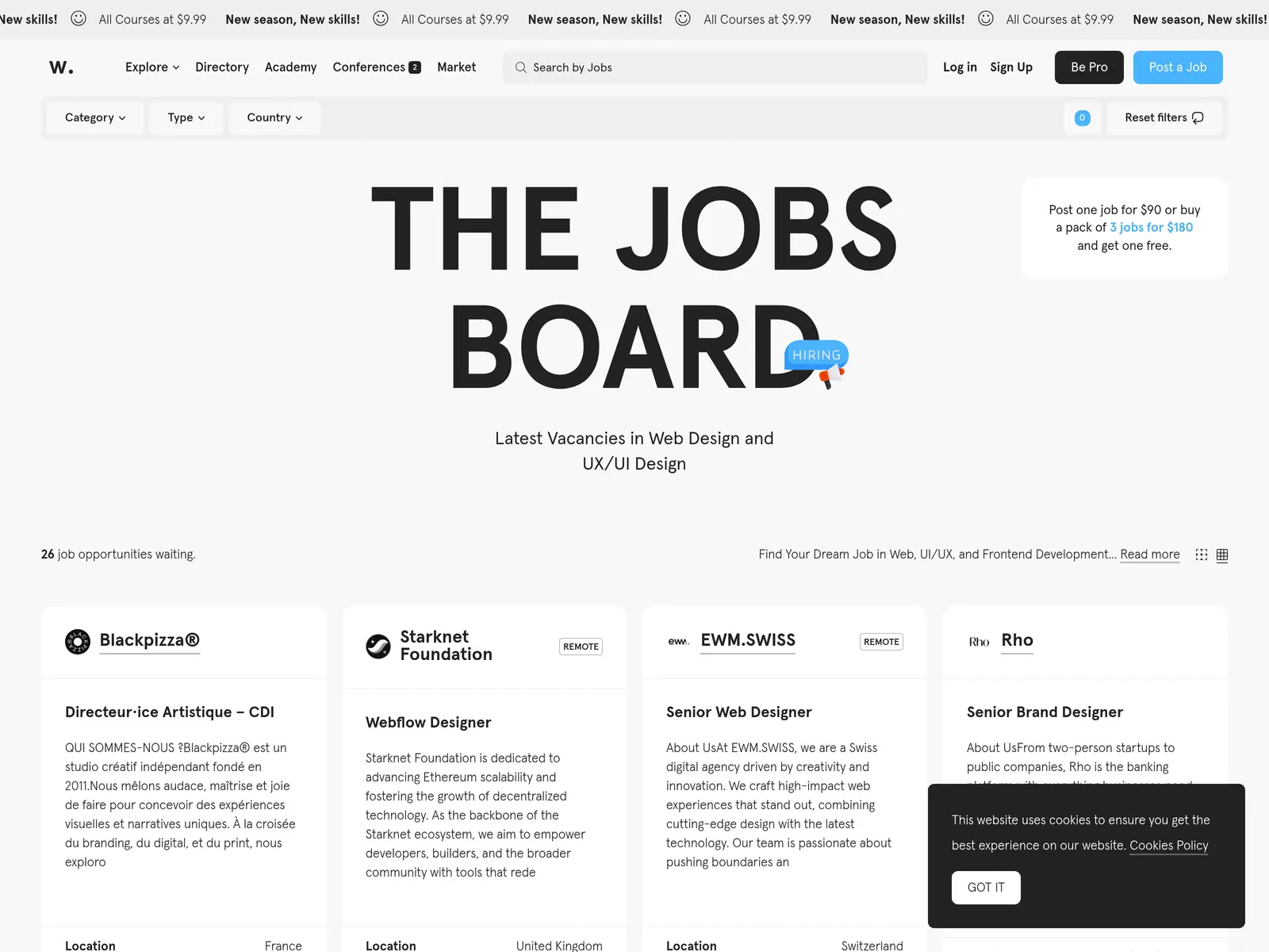Screenshot of Awwwards Job Board