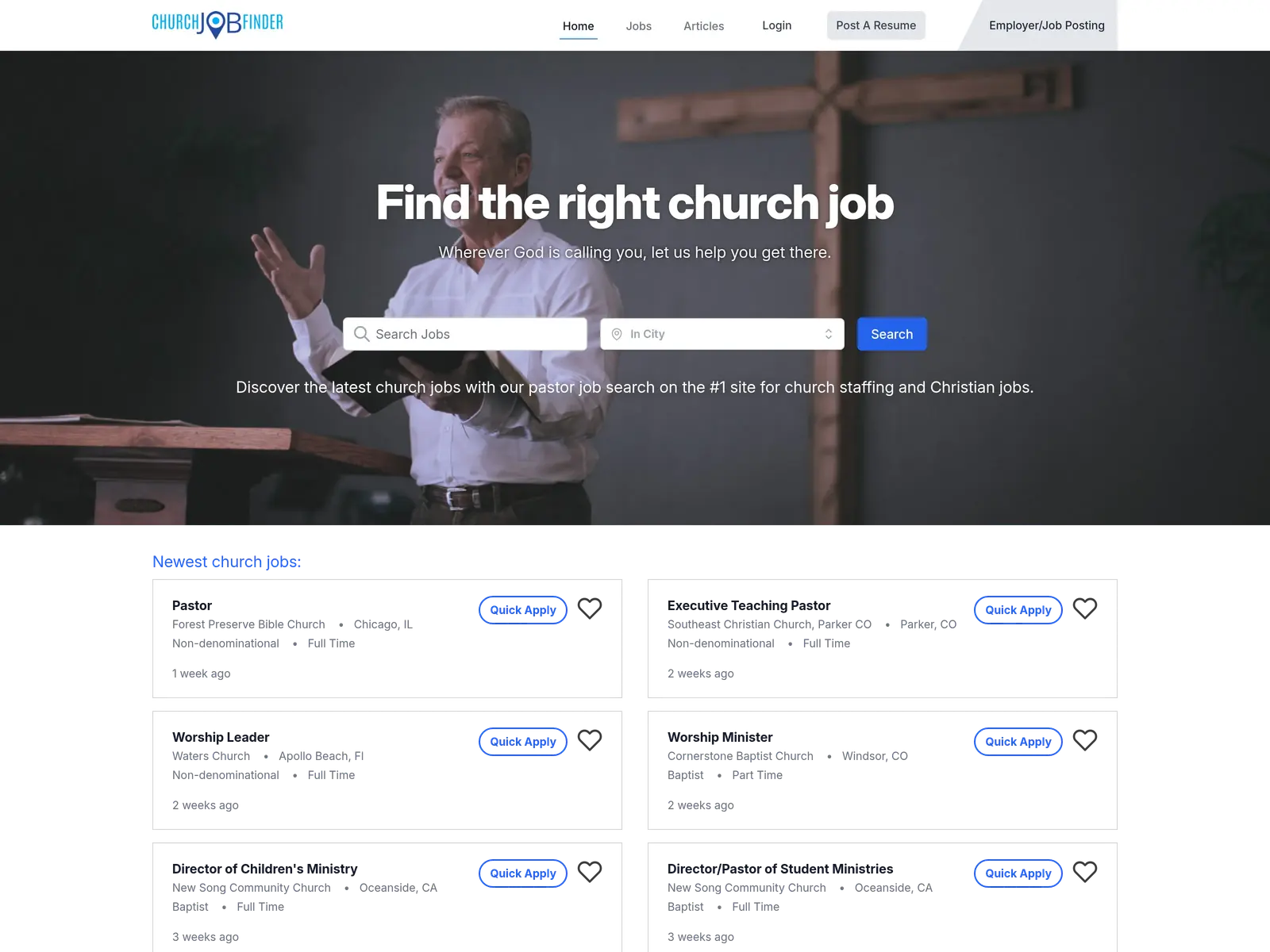 Screenshot of Church Job Finder