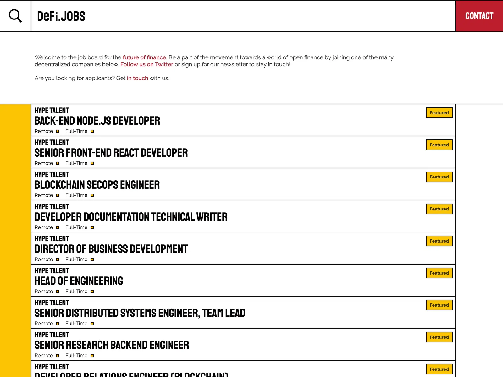 Screenshot of DeFi Jobs