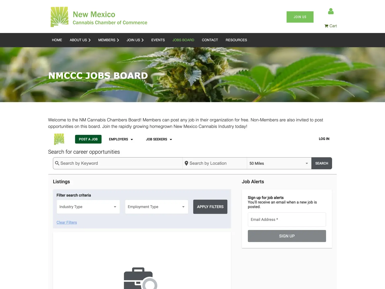 Screenshot of New Mexico Cannabis Chamber of Commerce - Jobs Board