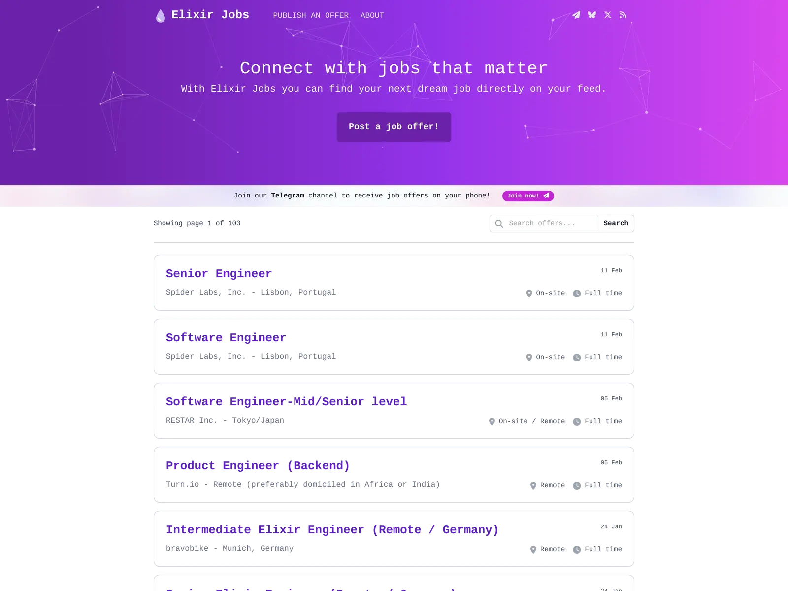 Screenshot of Elixir Jobs