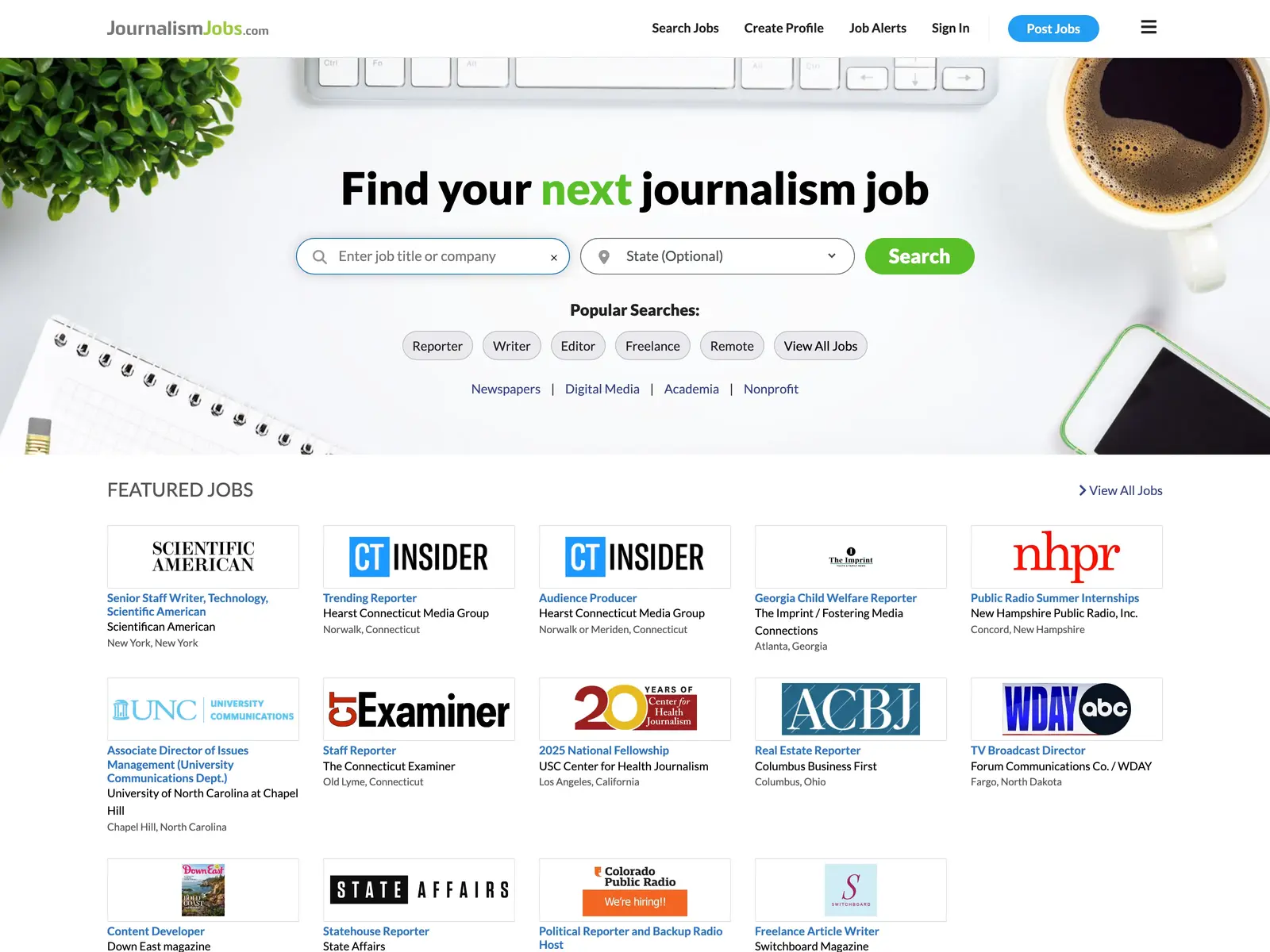 Screenshot of JournalismJobs.com