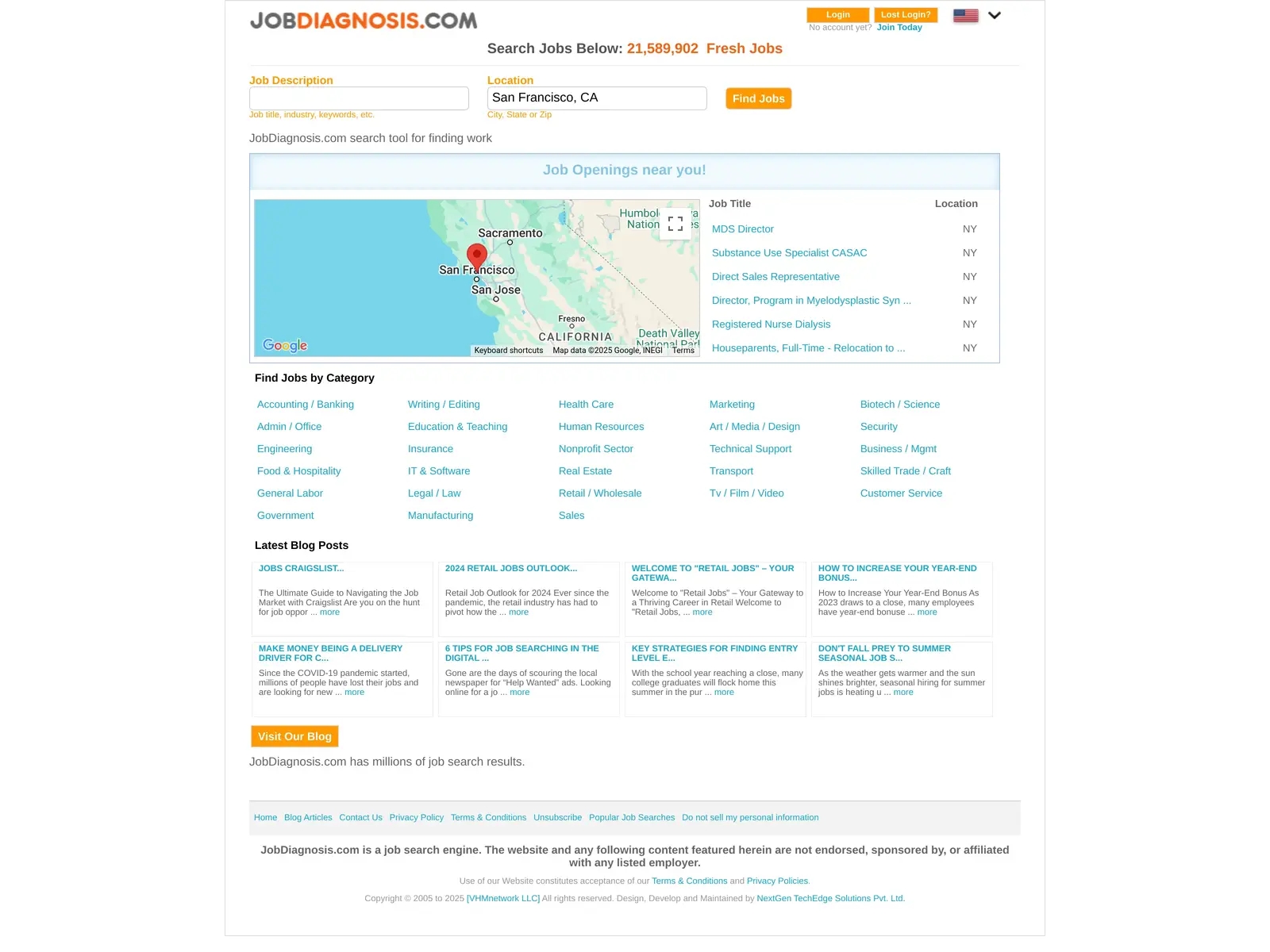 Screenshot of JobDiagnosis.com