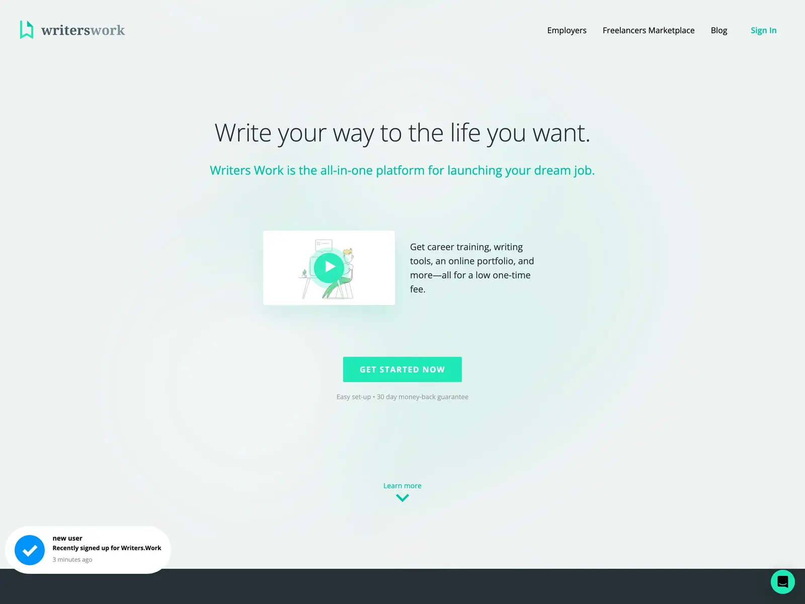 Screenshot of Writers Work