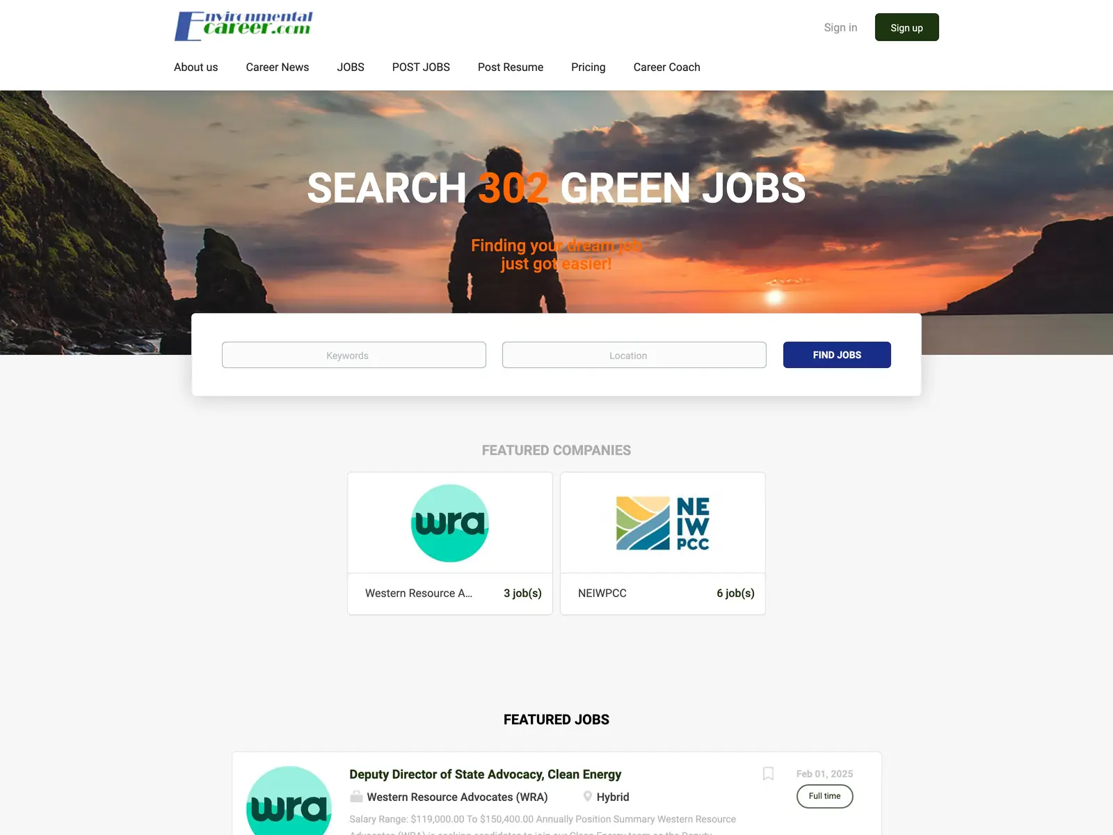 Screenshot of Environmental Career Center
