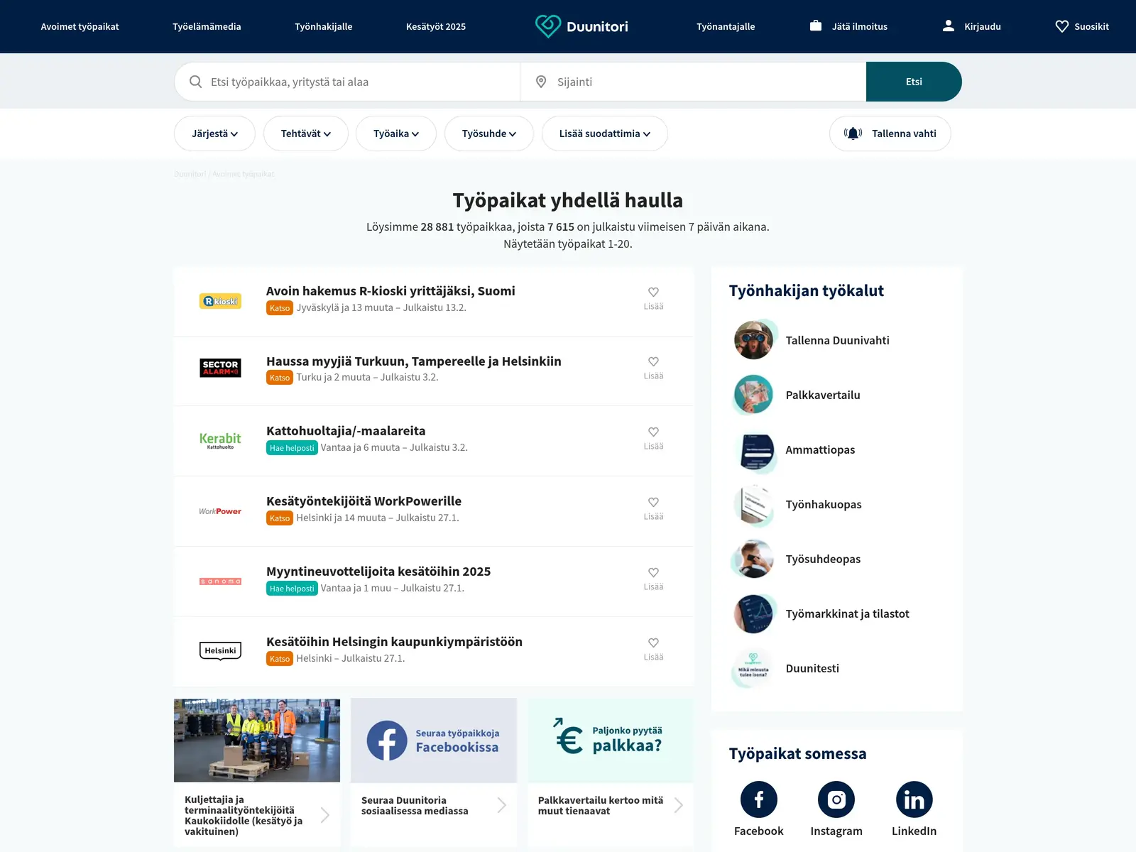 Screenshot of Duunitori