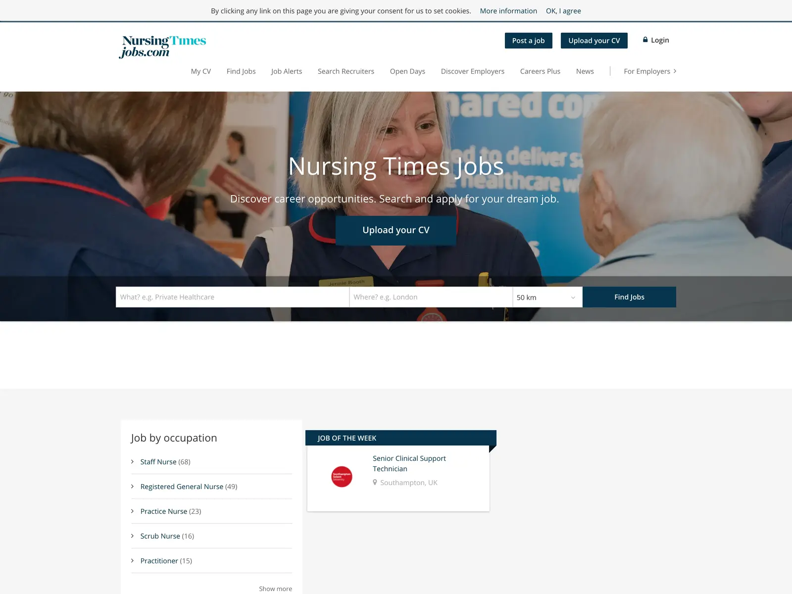 Screenshot of Nursing Times Jobs