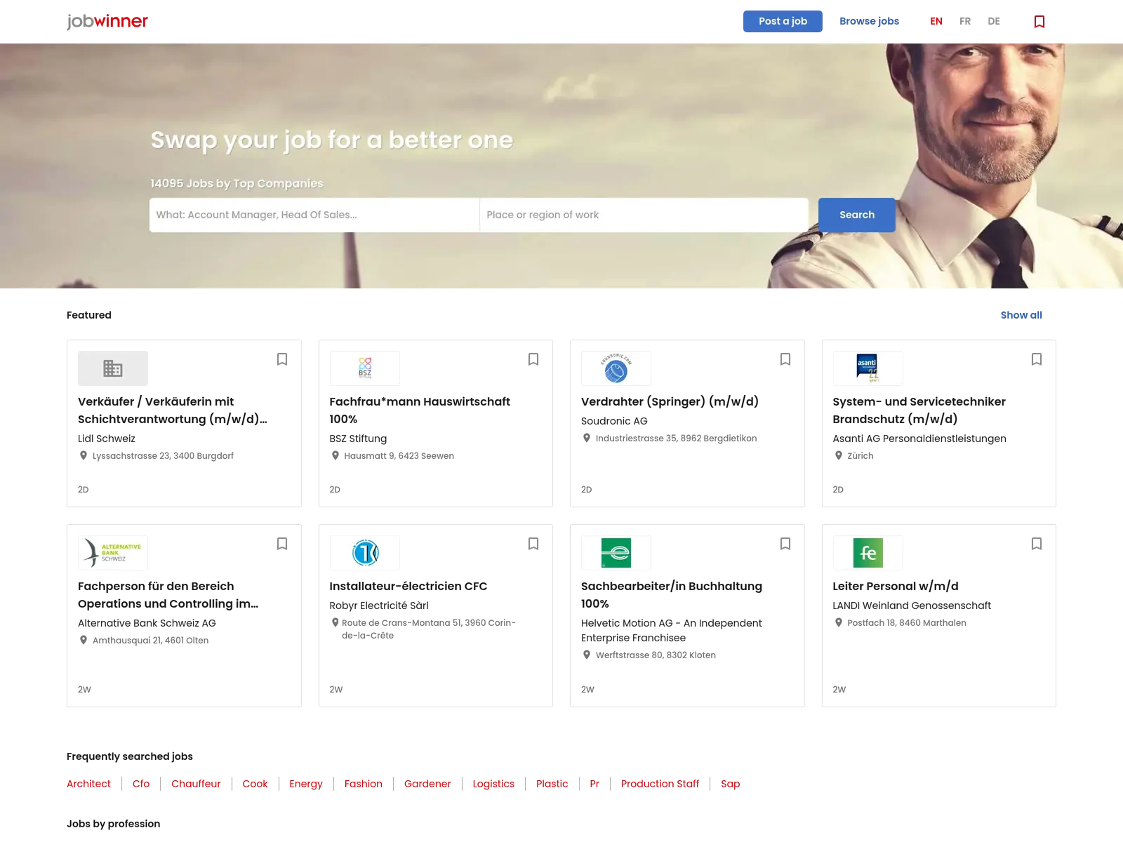 Screenshot of Jobwinner.ch