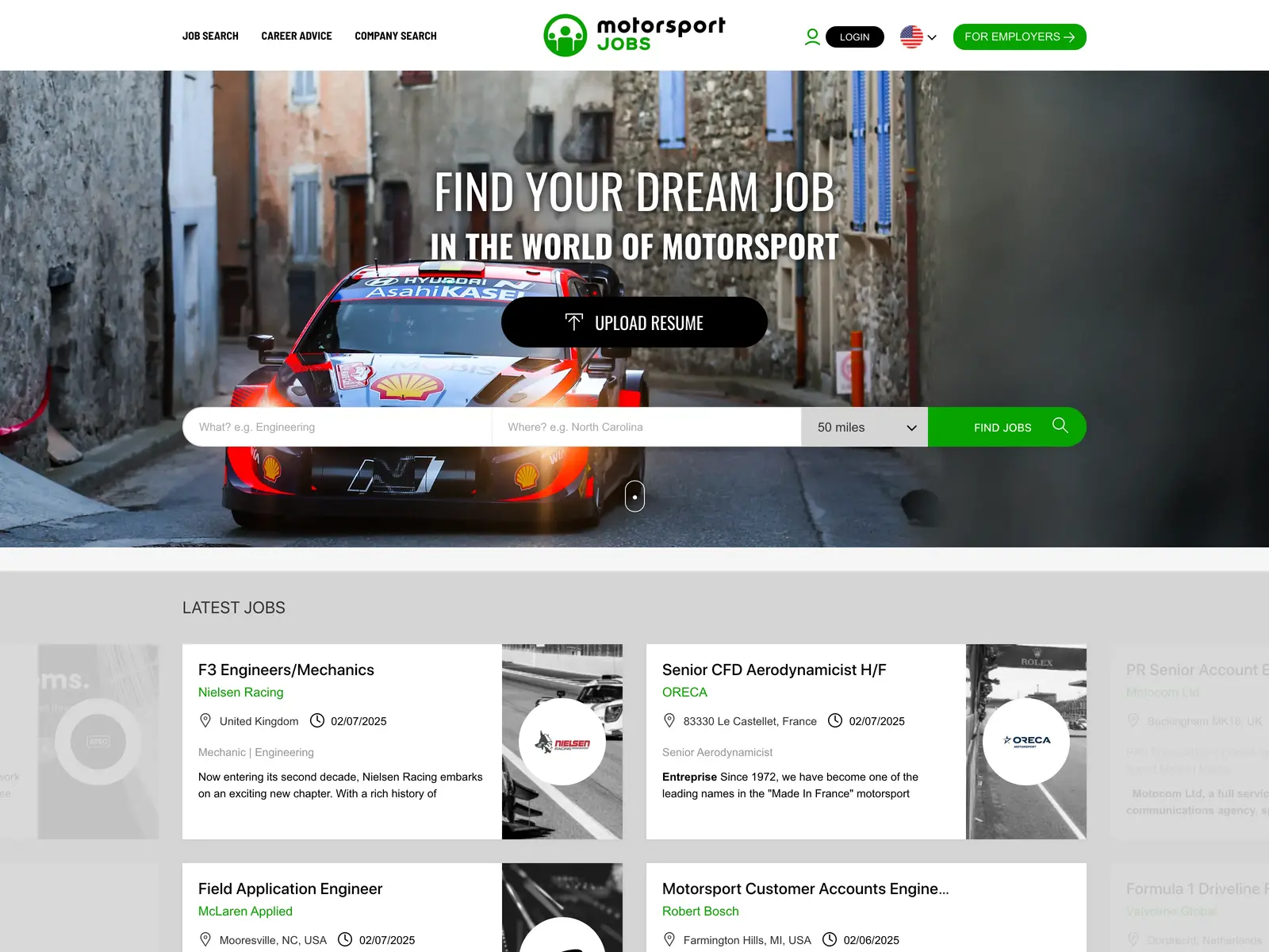 Screenshot of Motorsportjobs.com