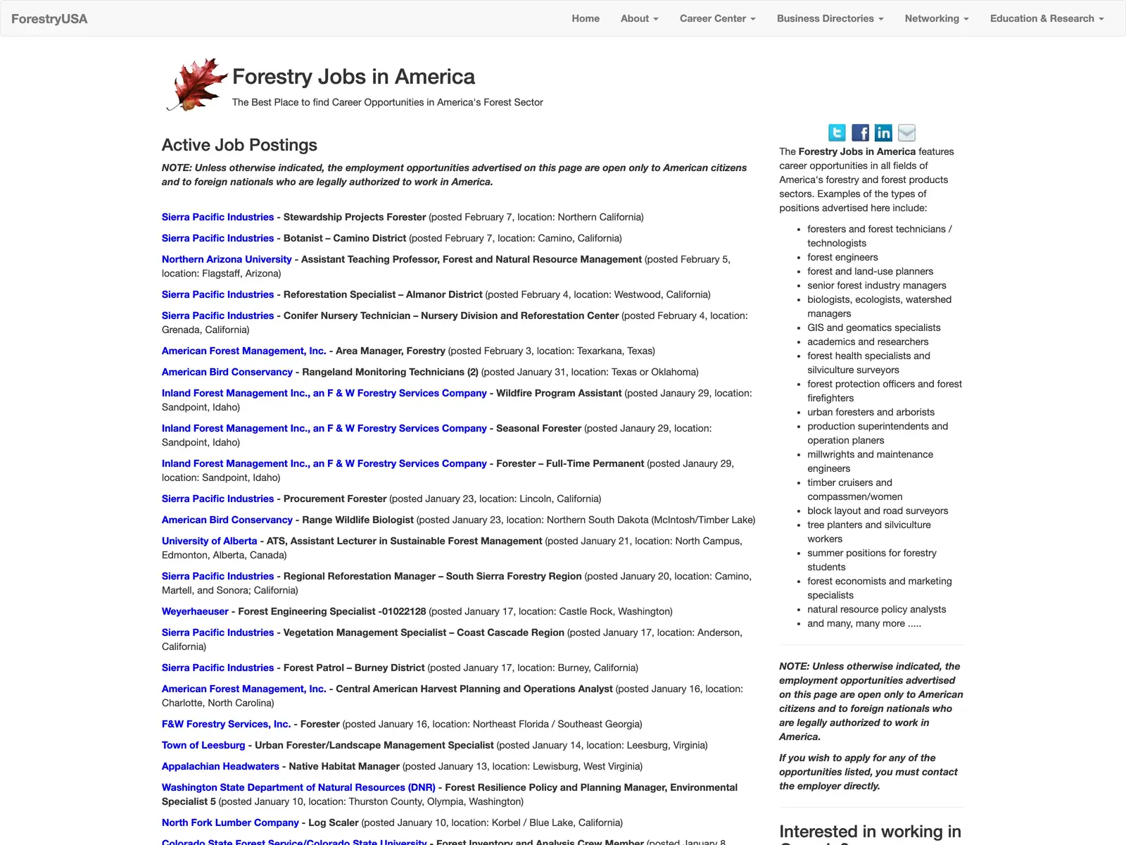 Screenshot of ForestryUSA
