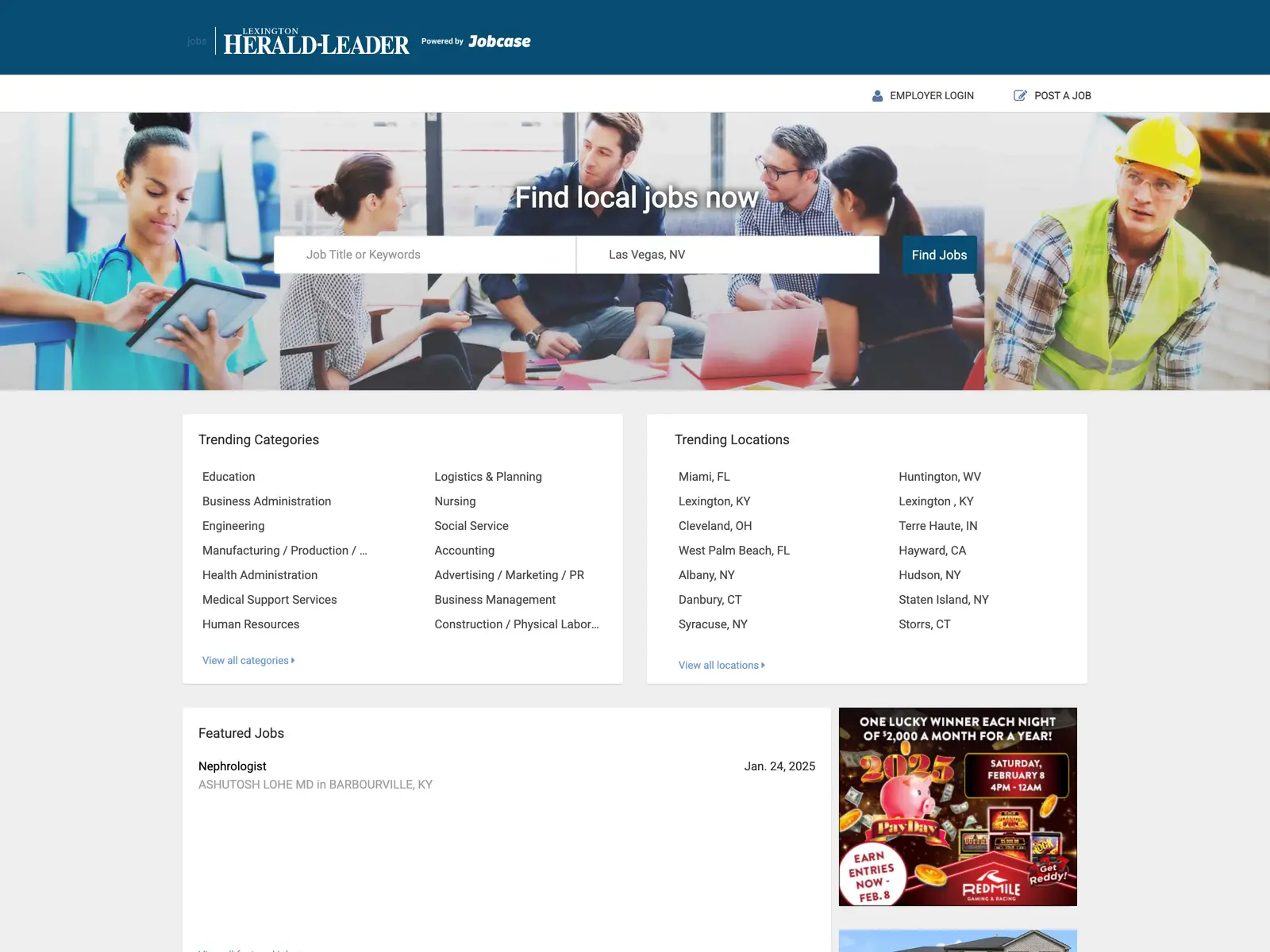 Screenshot of Lexington Herald-Leader Jobs