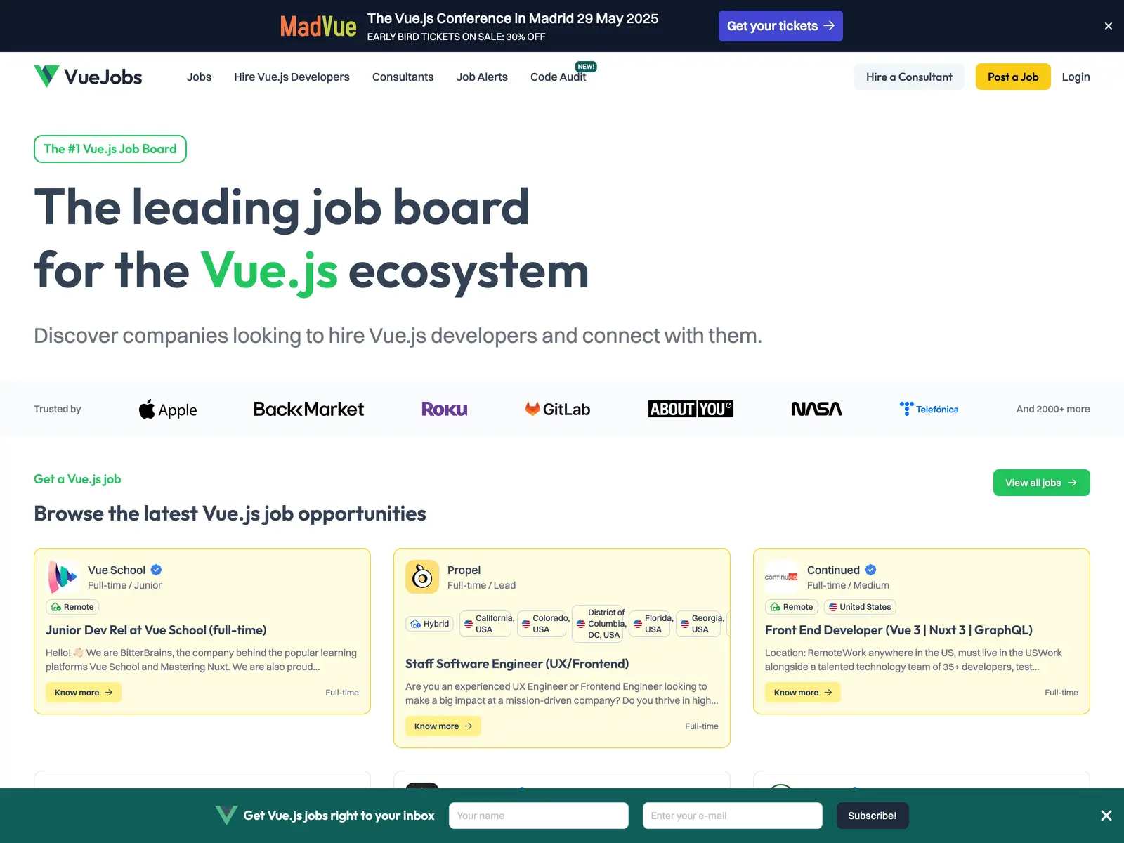 Screenshot of VueJobs