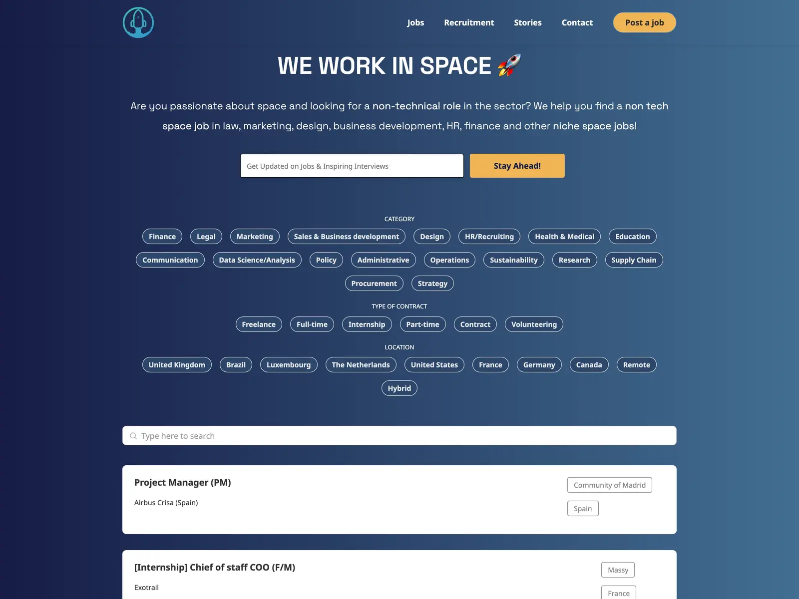 Screenshot of We Work In Space