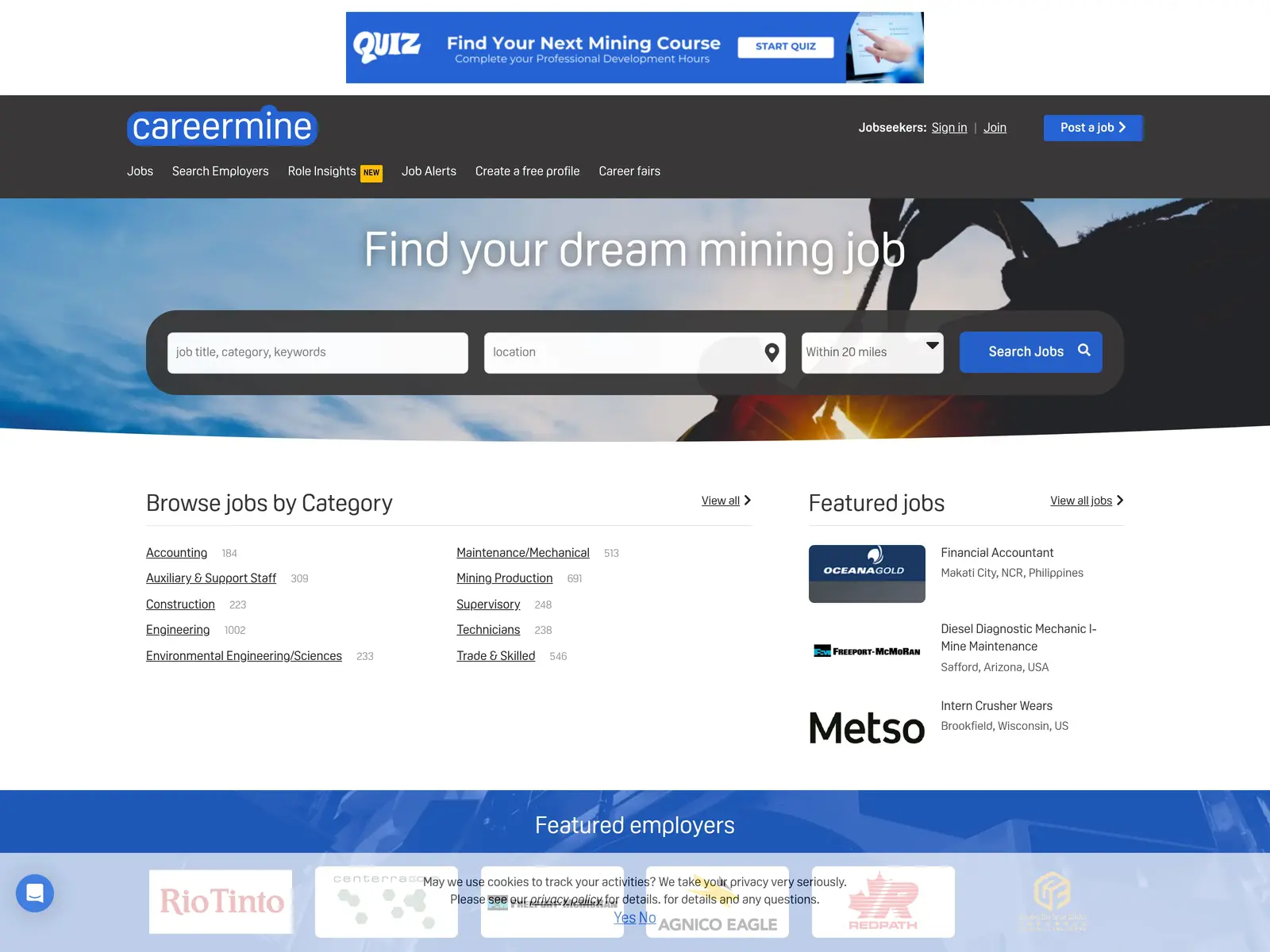 Screenshot of Careermine