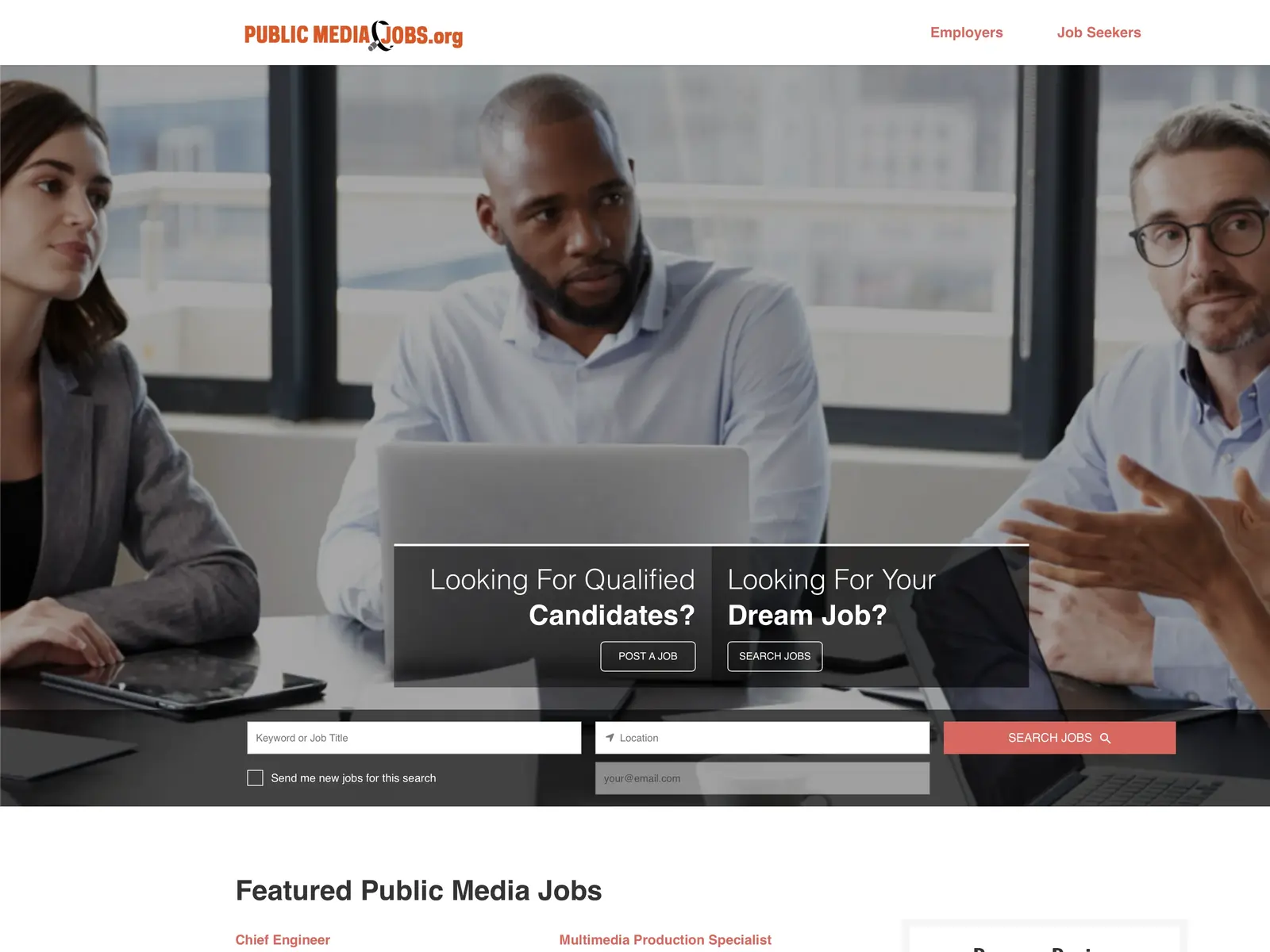 Screenshot of PublicMediaJobs.org
