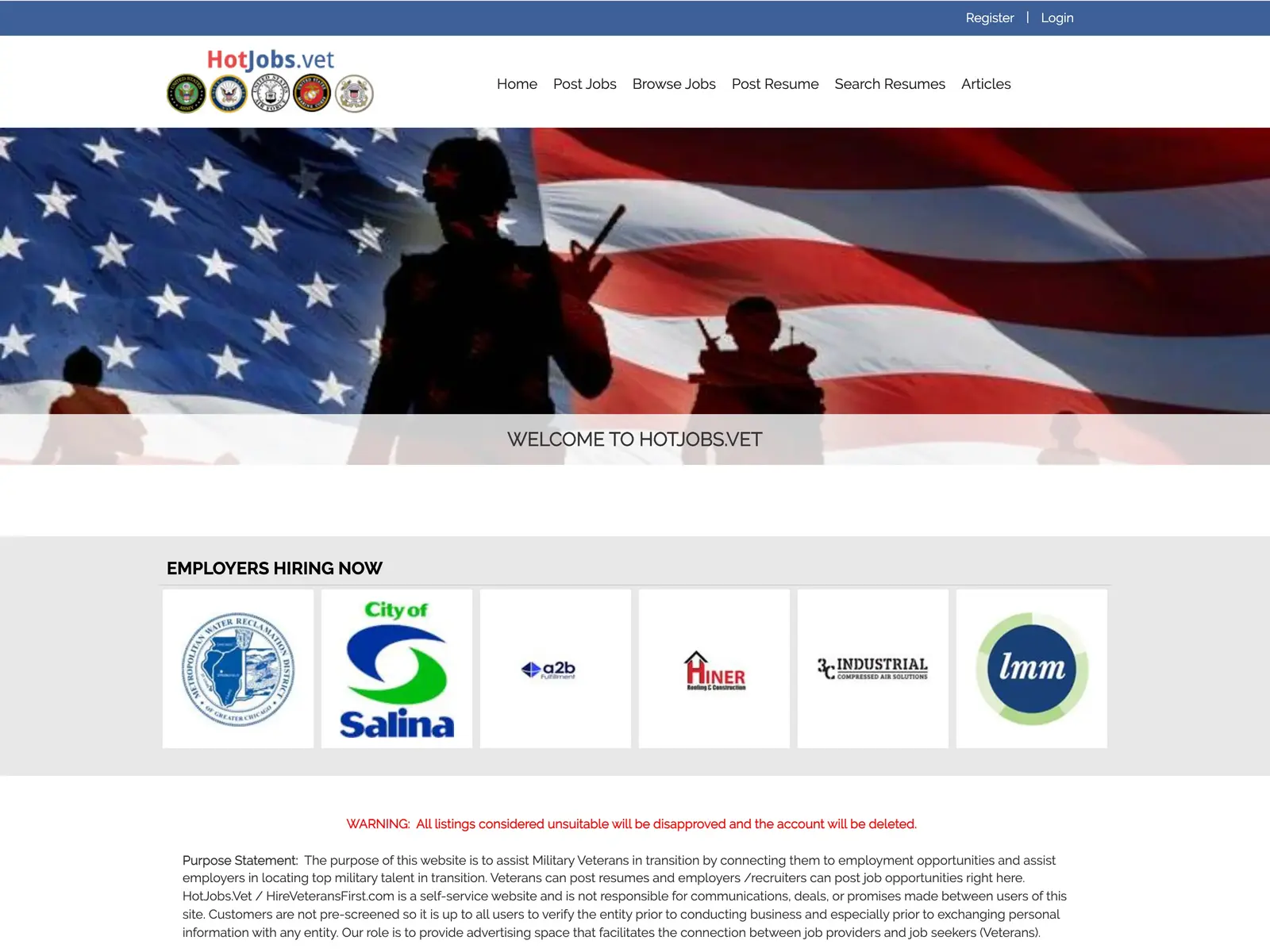 Screenshot of HotJobs.vet