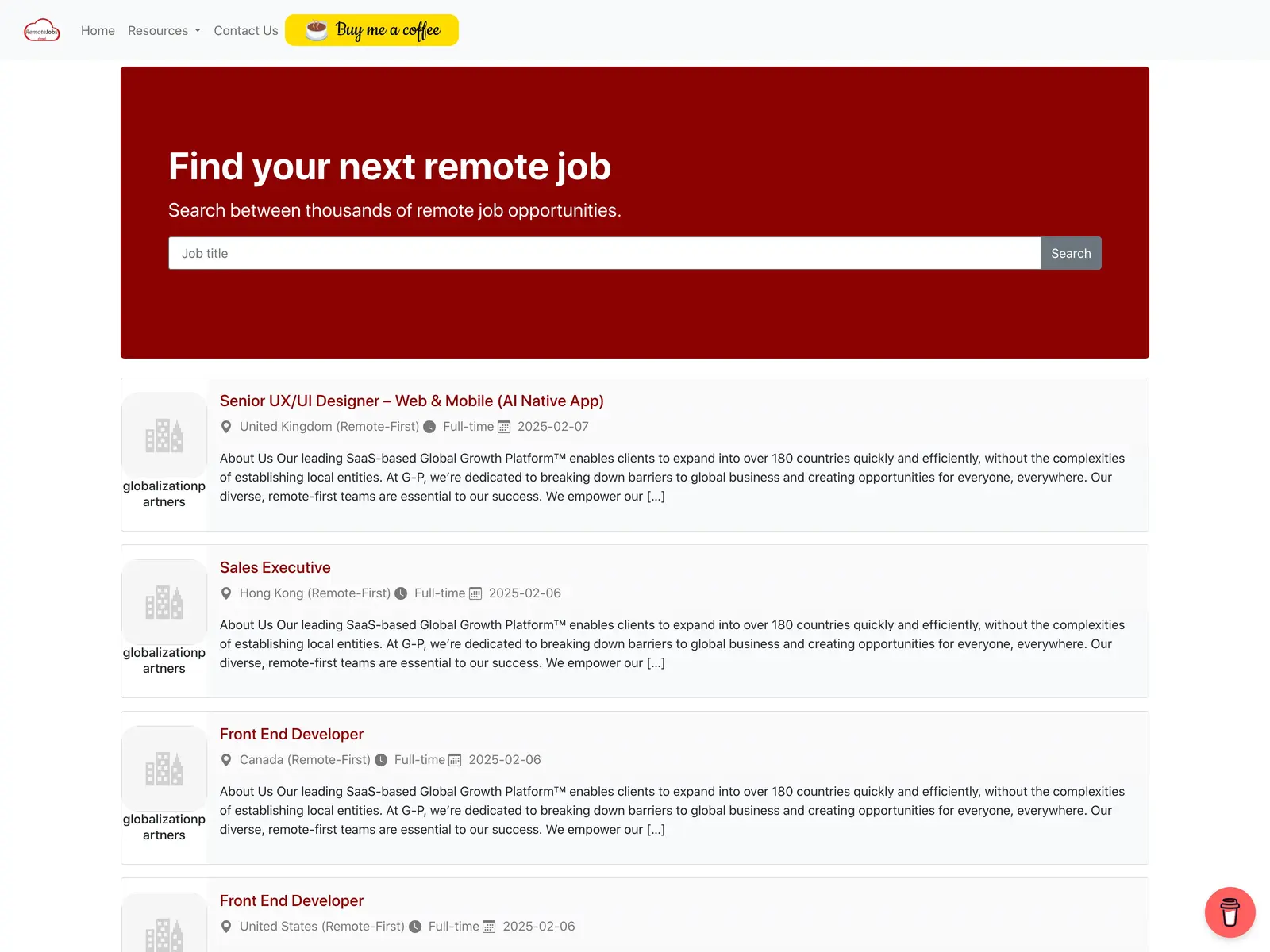 Screenshot of Remote Jobs