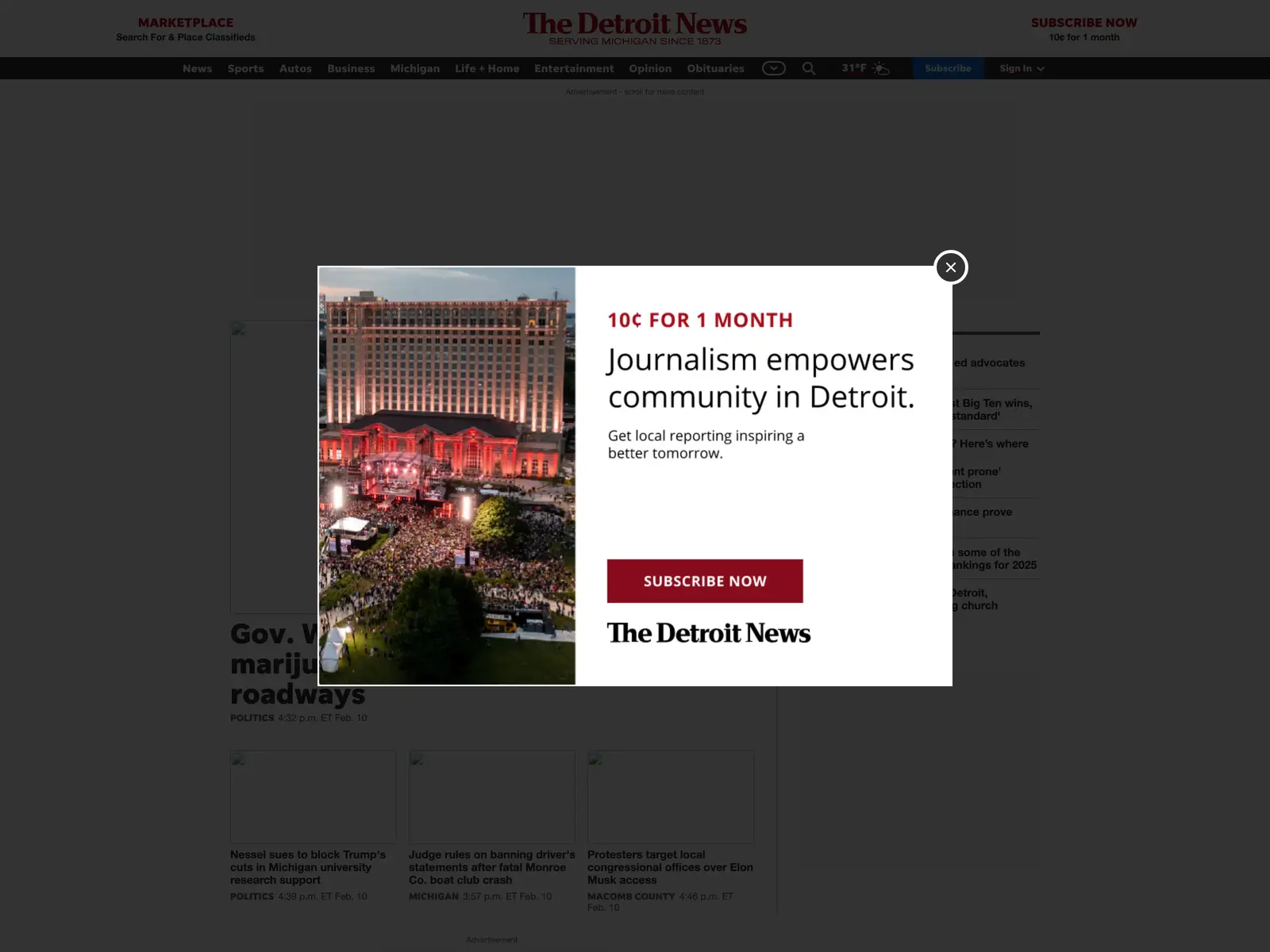 Screenshot of The Detroit News Jobs