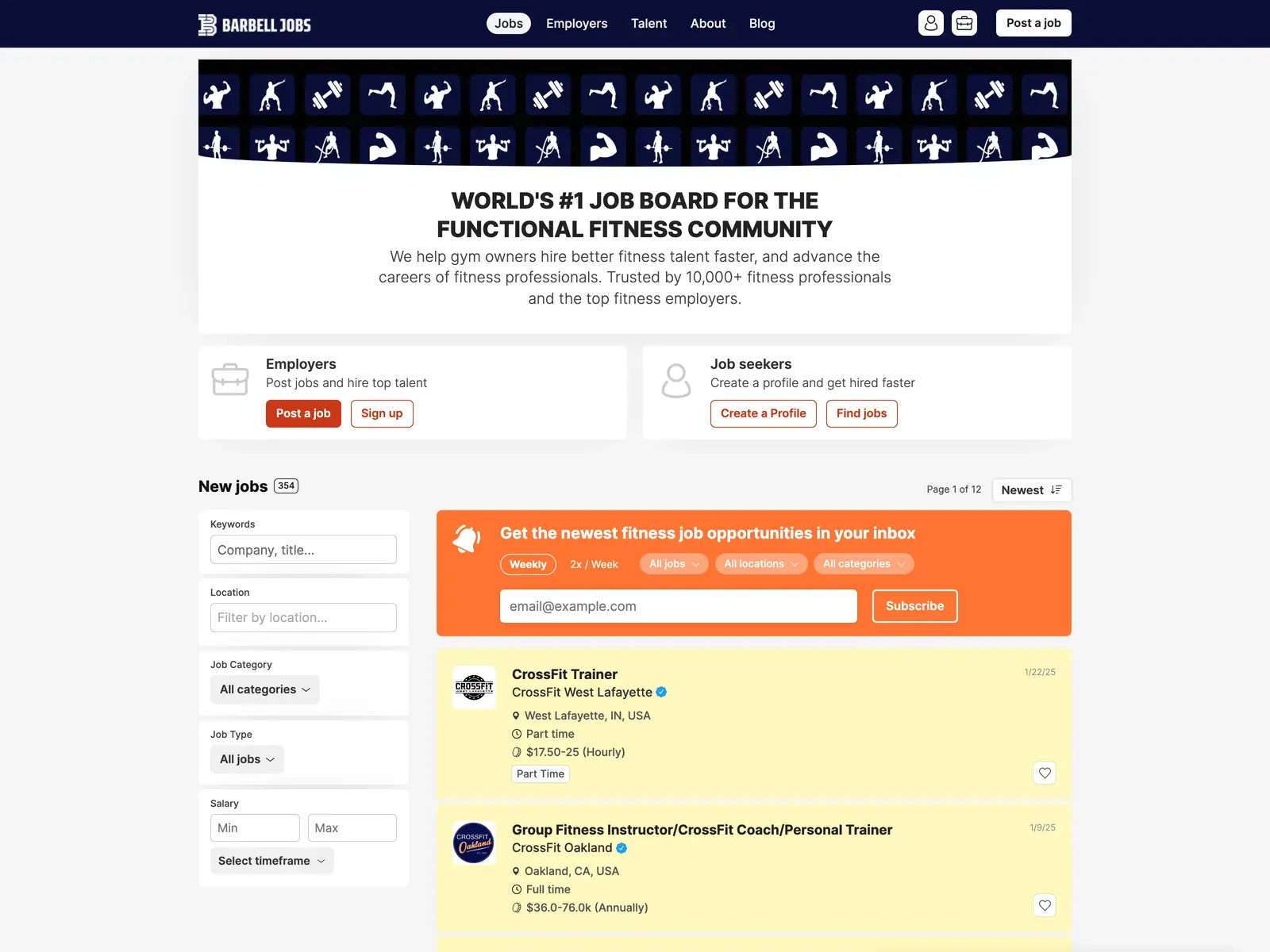 Screenshot of Barbell Jobs