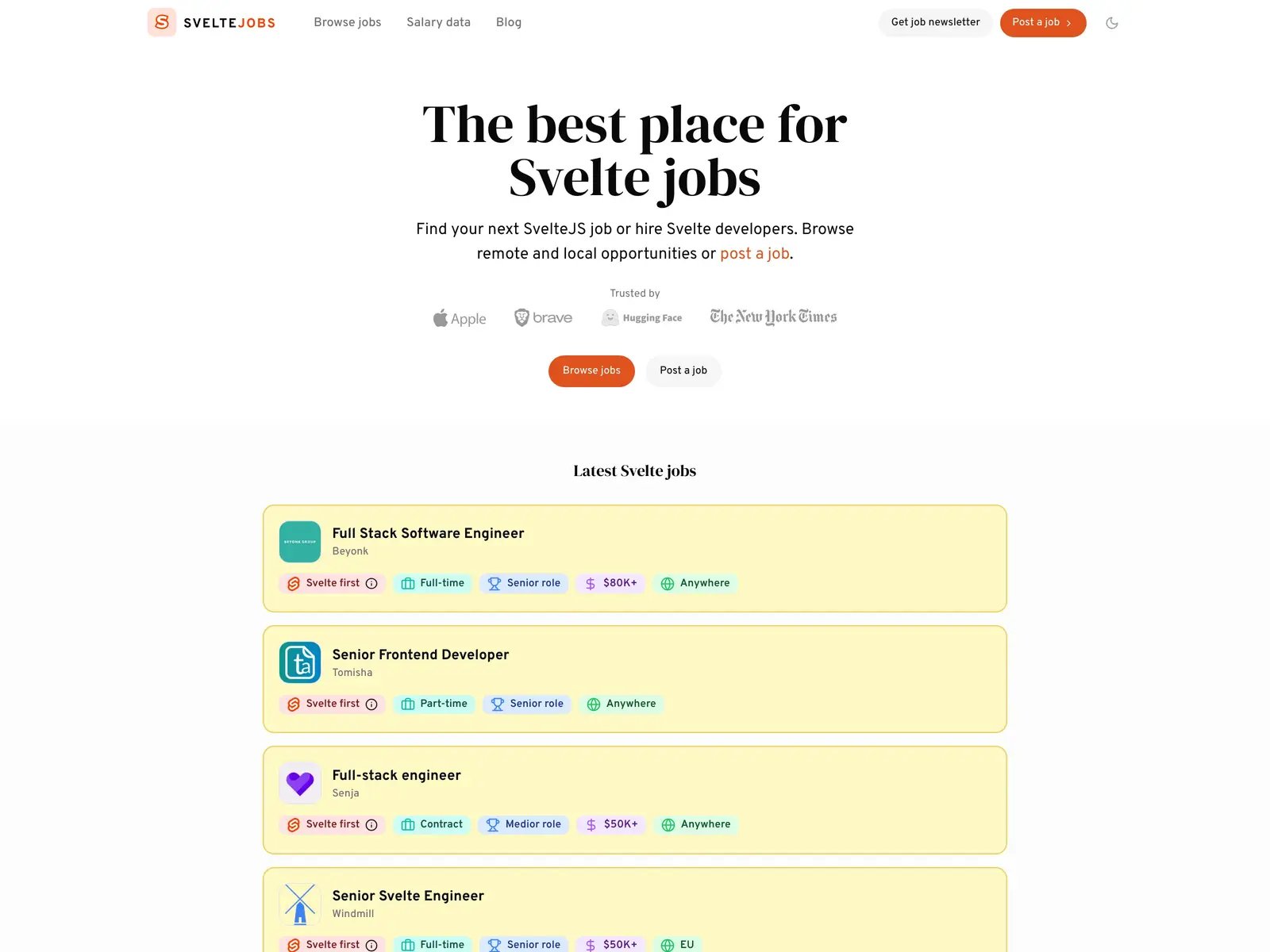 Screenshot of SvelteJobs