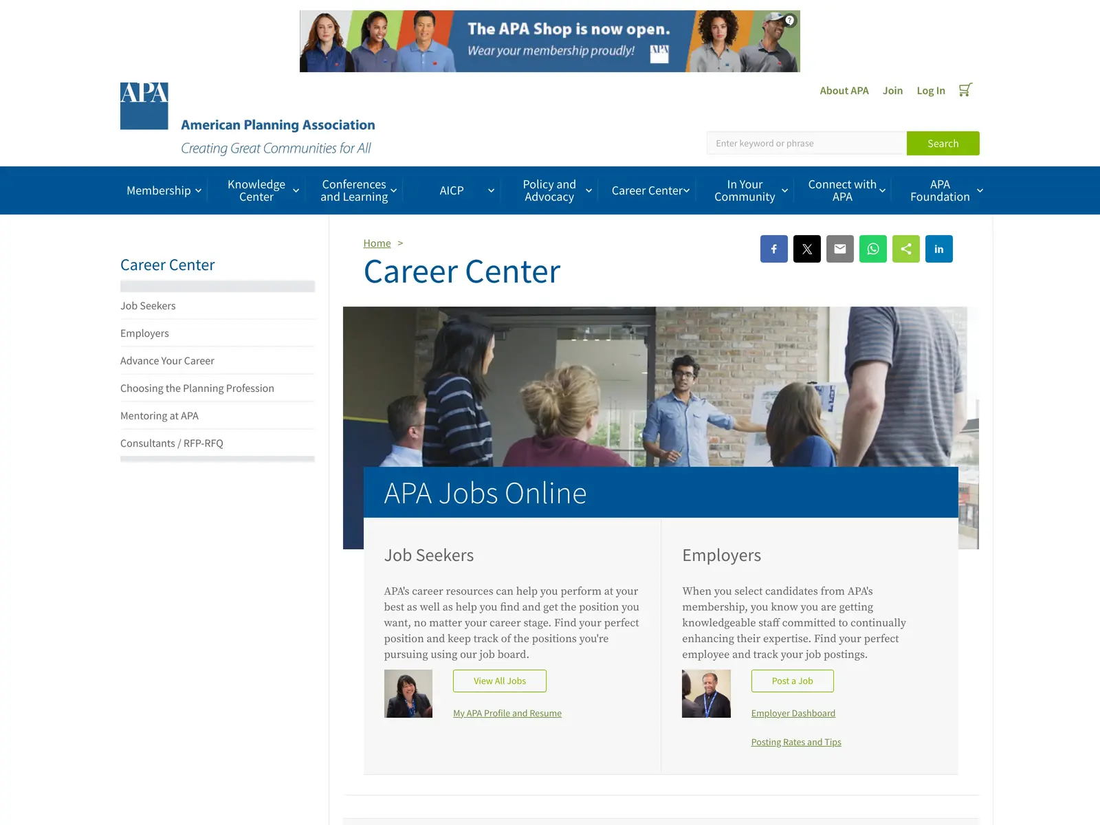 Screenshot of APA Jobs Online
