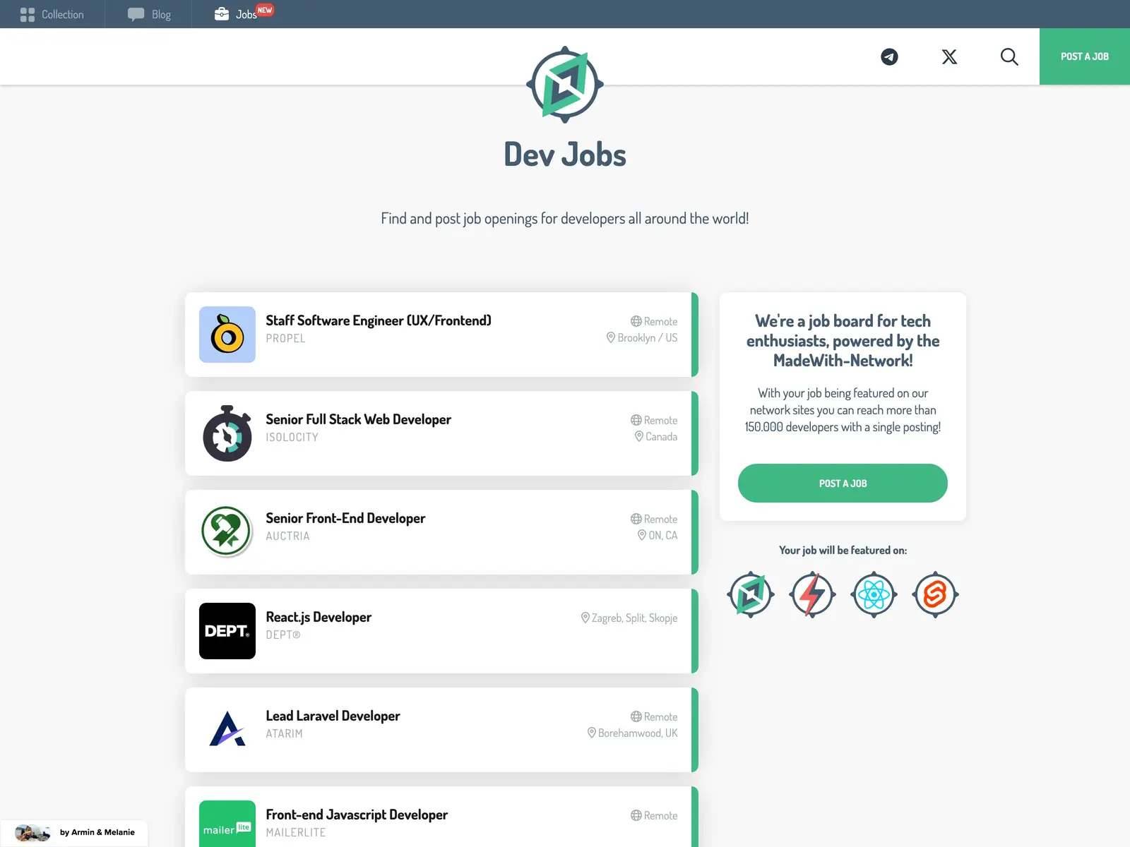 Screenshot of Dev Jobs - Vue.js