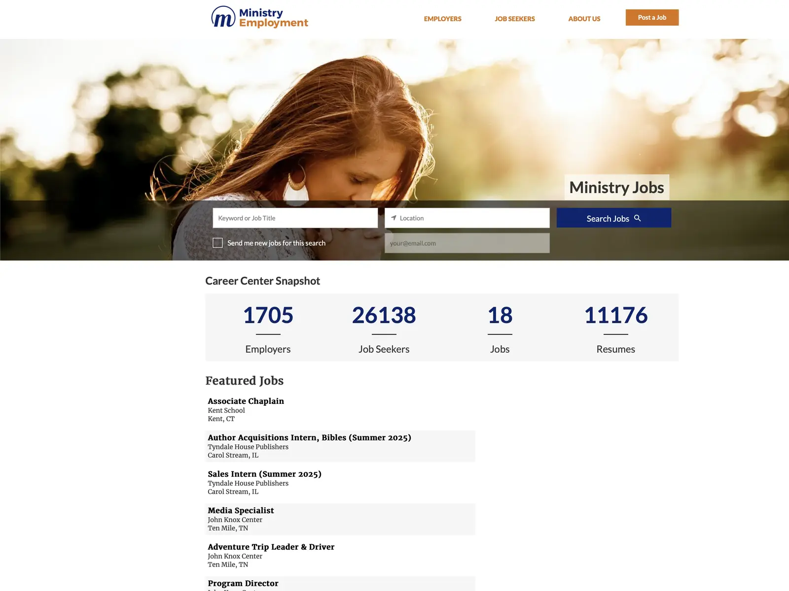 Screenshot of MinistryEmployment.com