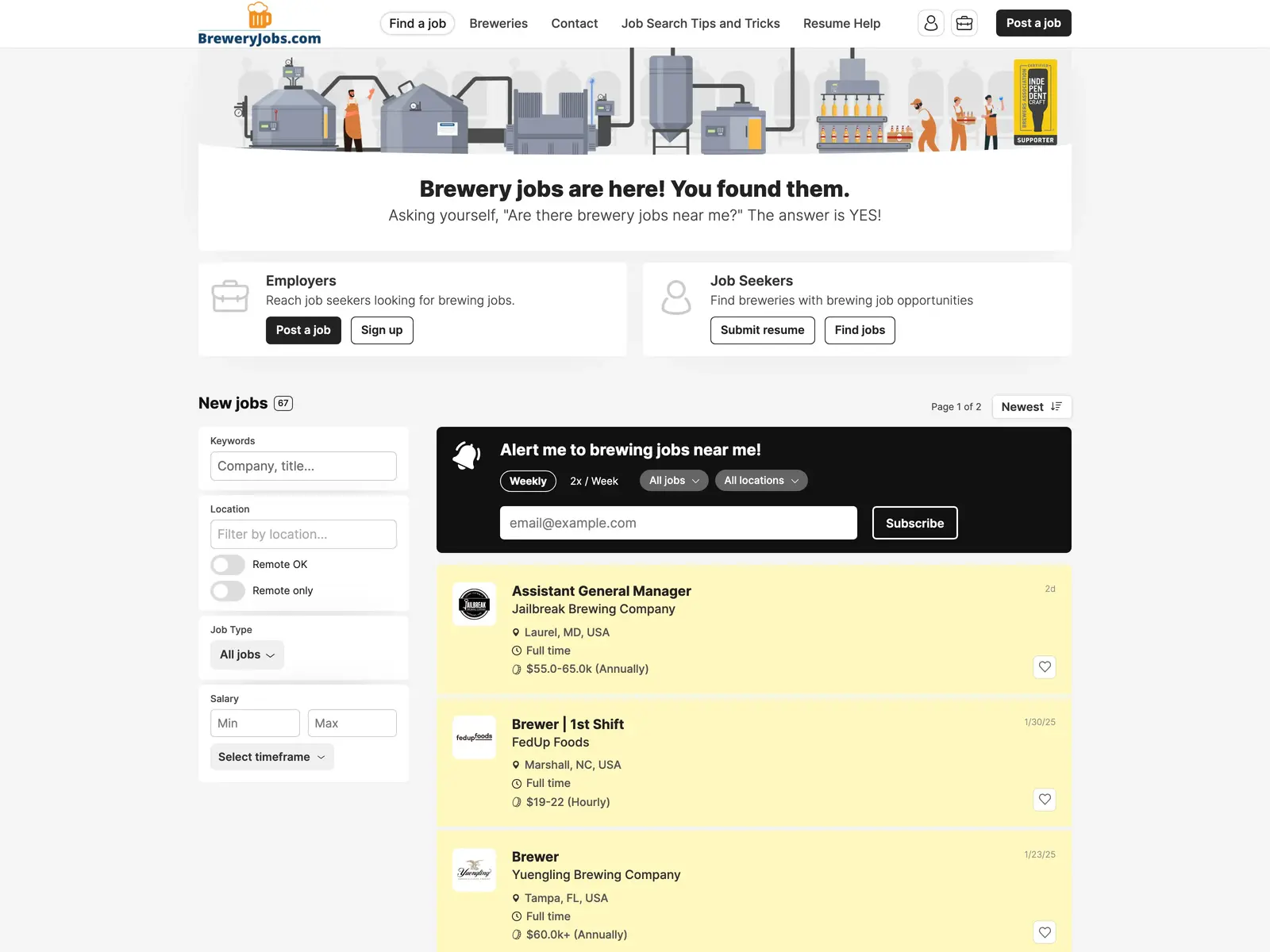 Screenshot of Brewery Jobs