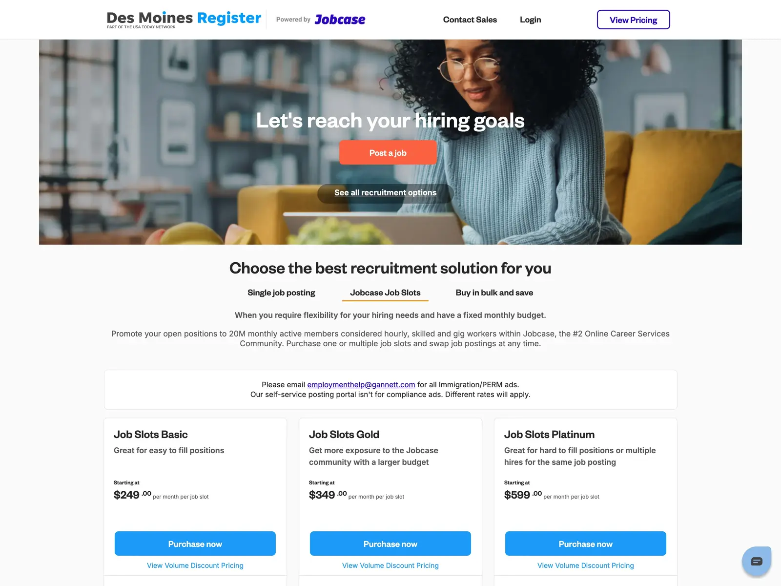 Screenshot of Des Moines Register Jobs