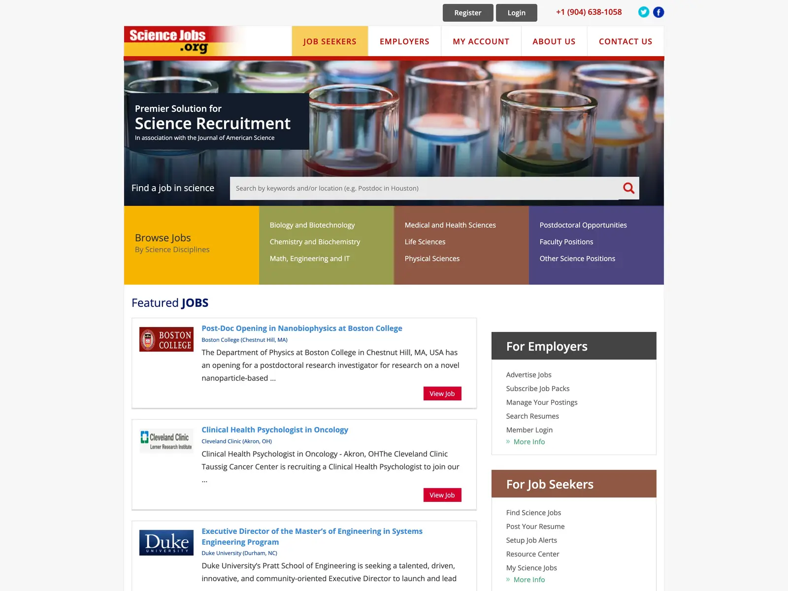 Screenshot of ScienceJobs.org