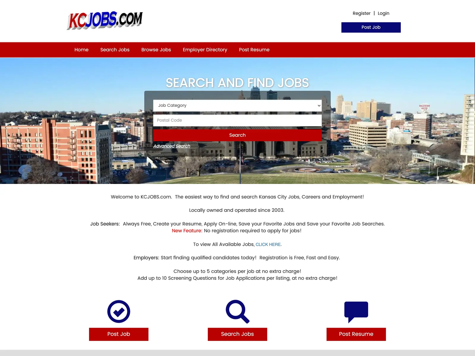 Screenshot of KCJOBS.com