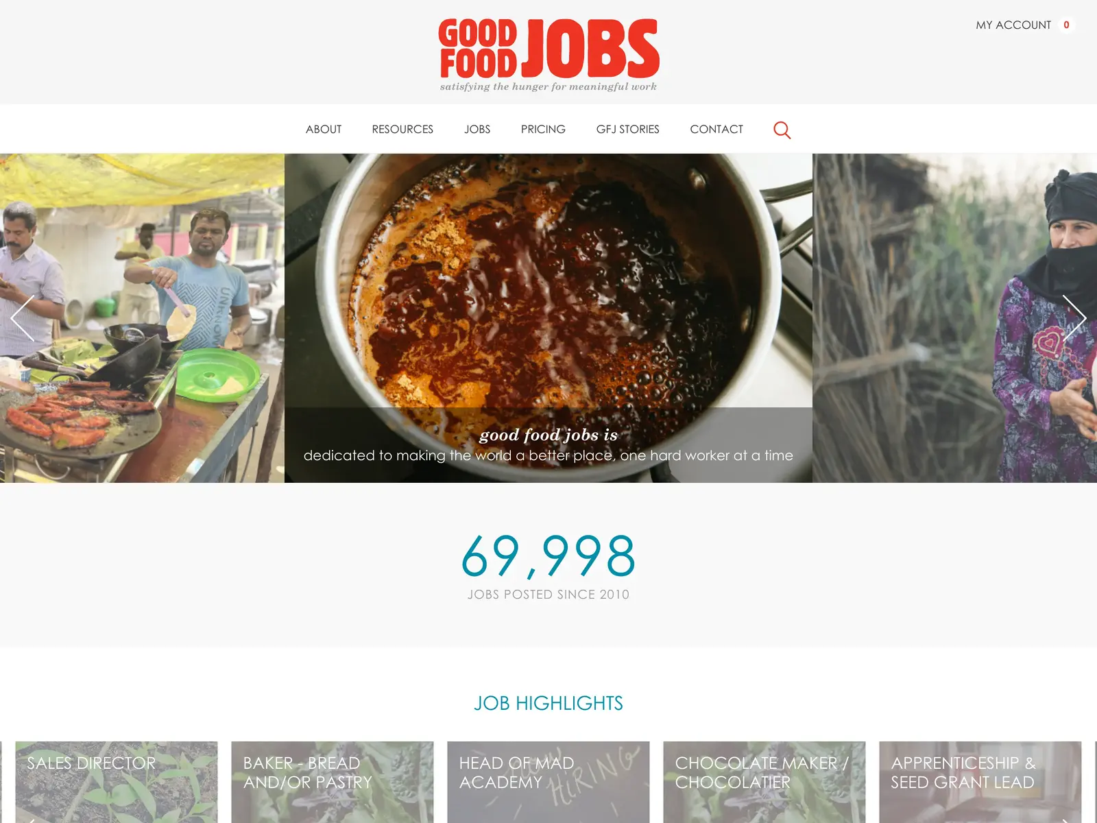 Screenshot of Good Food Jobs