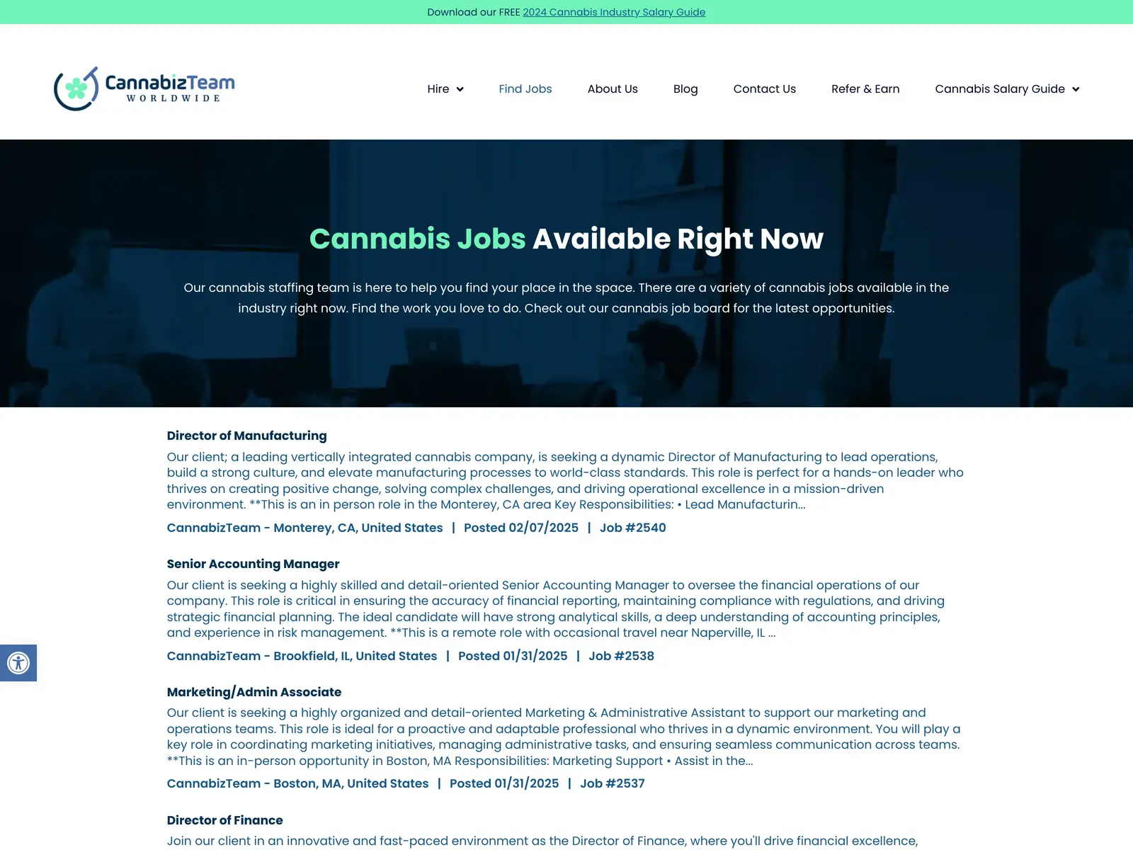 Screenshot of Find Cannabis Jobs