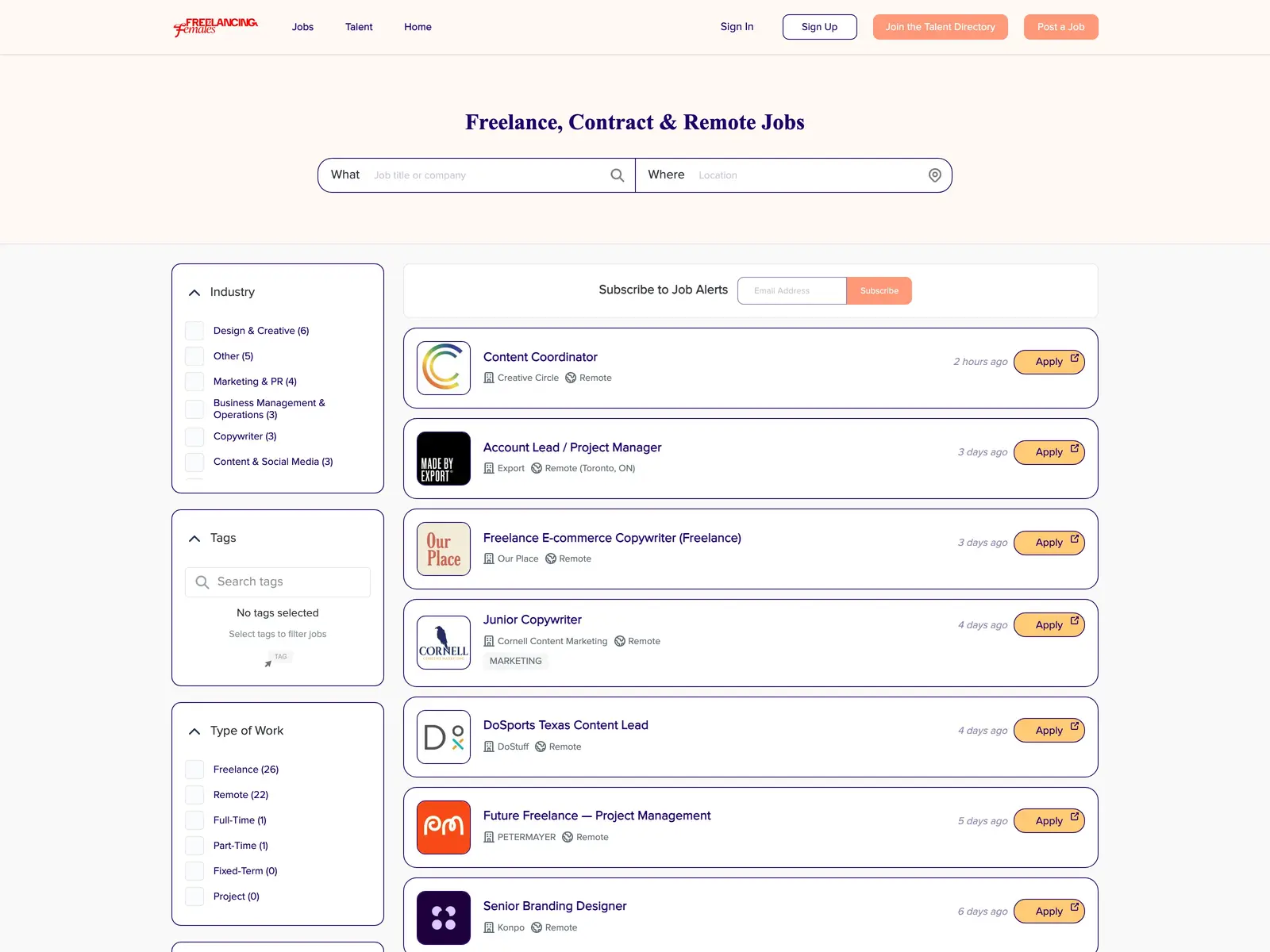 Screenshot of Freelancing Females