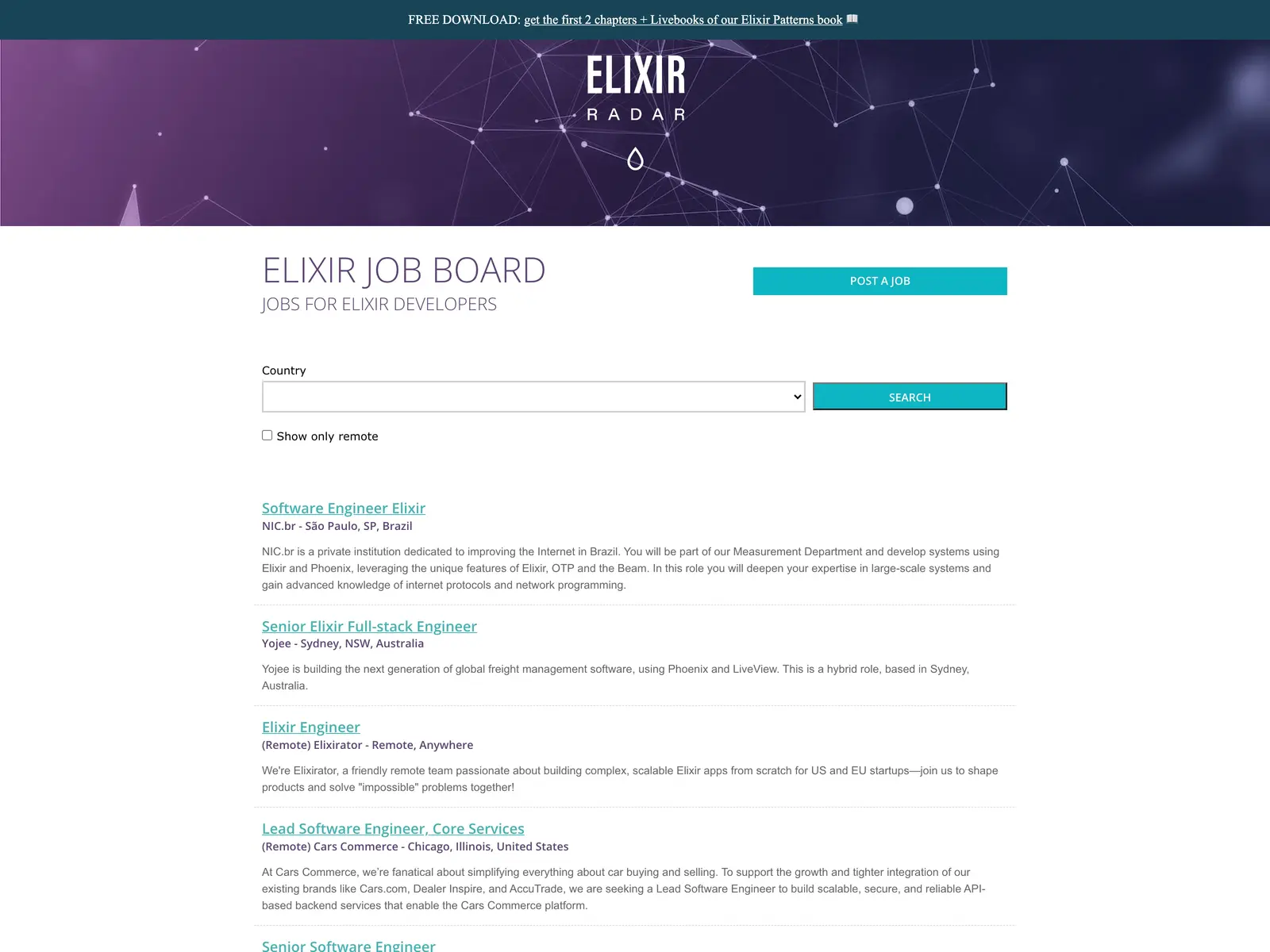 Screenshot of Elixir Job Board