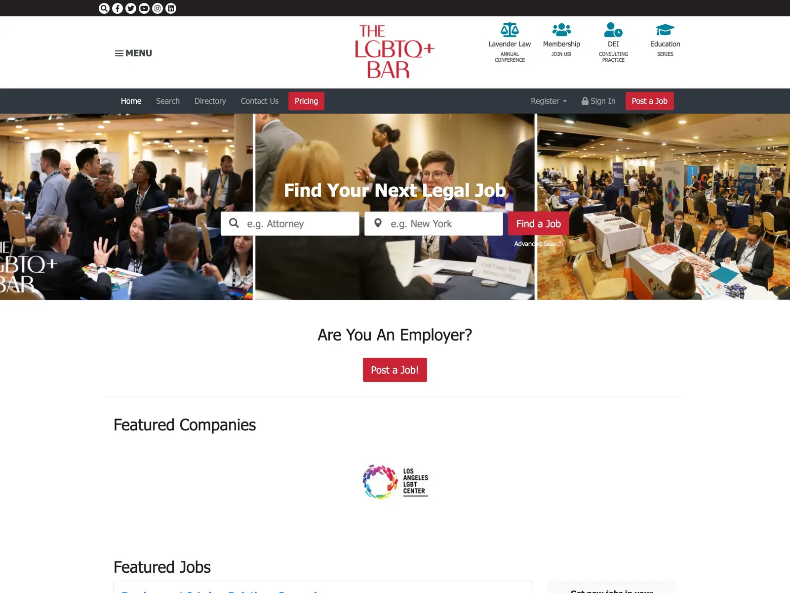Screenshot of The LGBTQ+ Bar Job Board