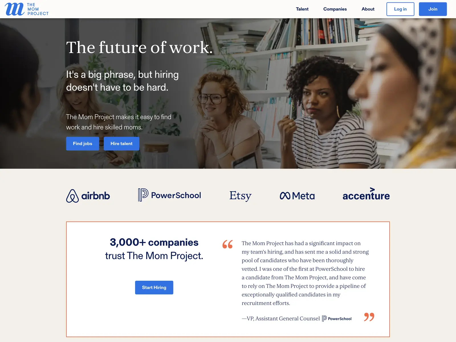 Screenshot of The Mom Project
